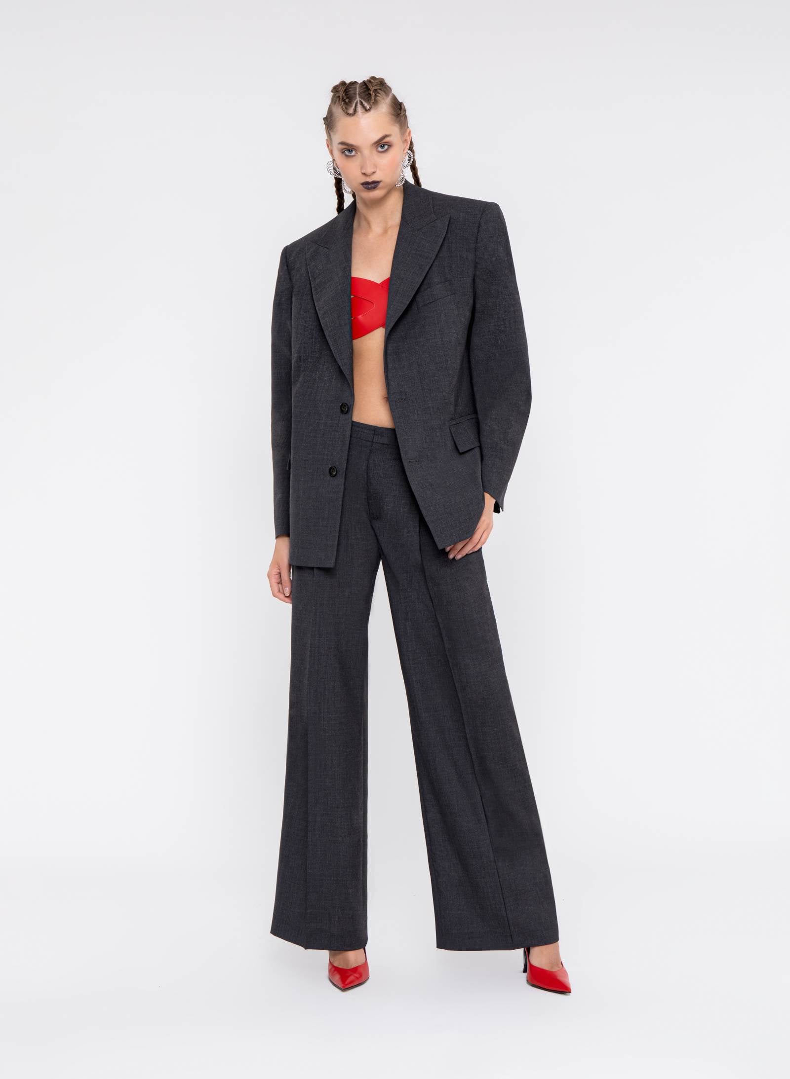 Byblos Cool Wool Blazer in anthracite - back view