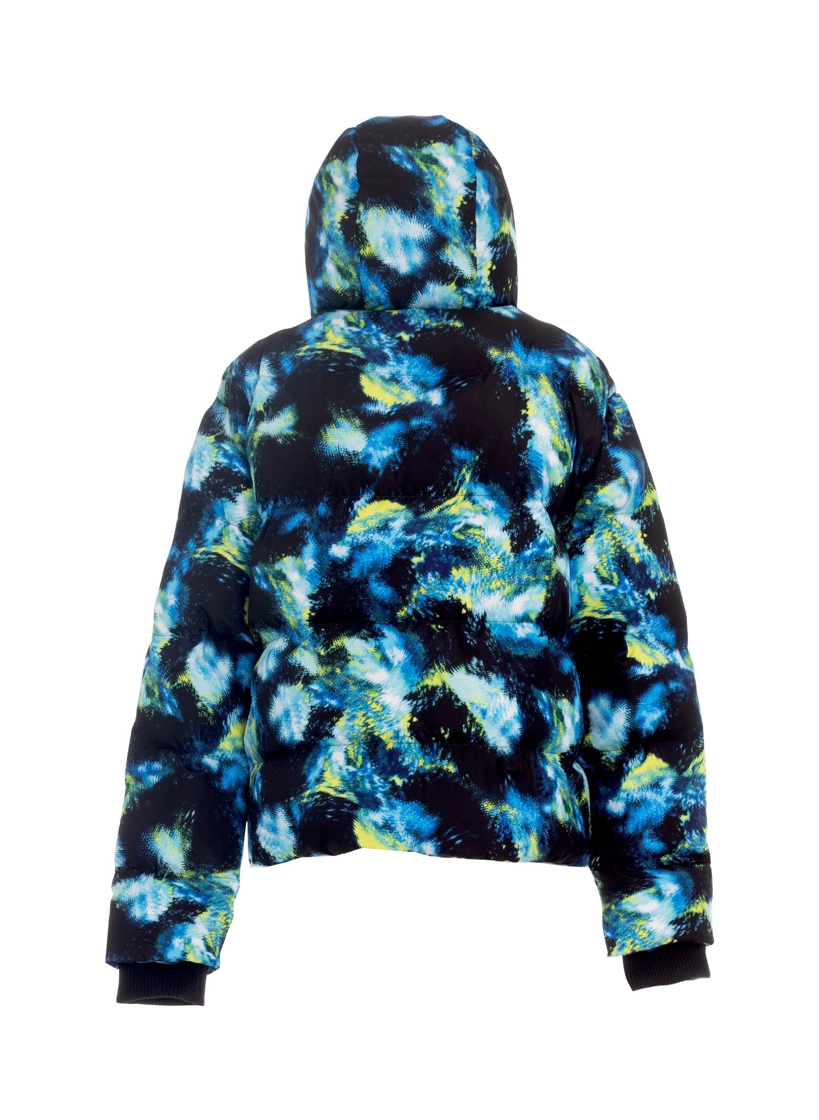 Galaxy Printed Blu/Lime Puffer Jacket