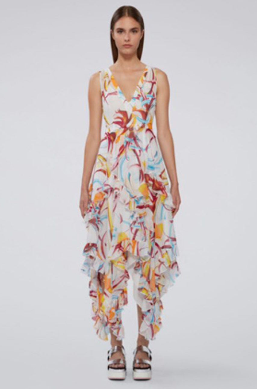 Asymmetric Cyber Flower Dress