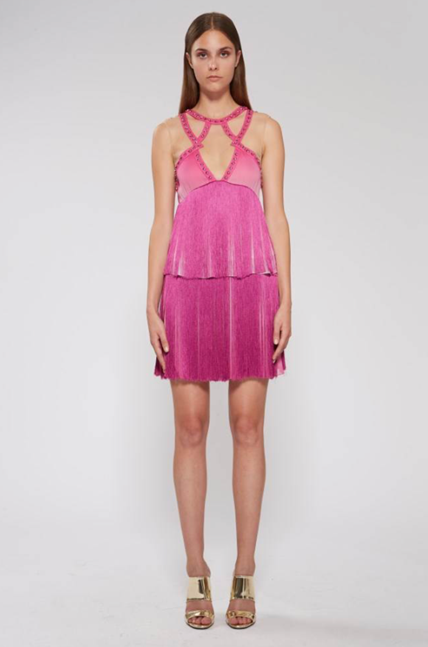 Gradient Georgette Fringe Dress