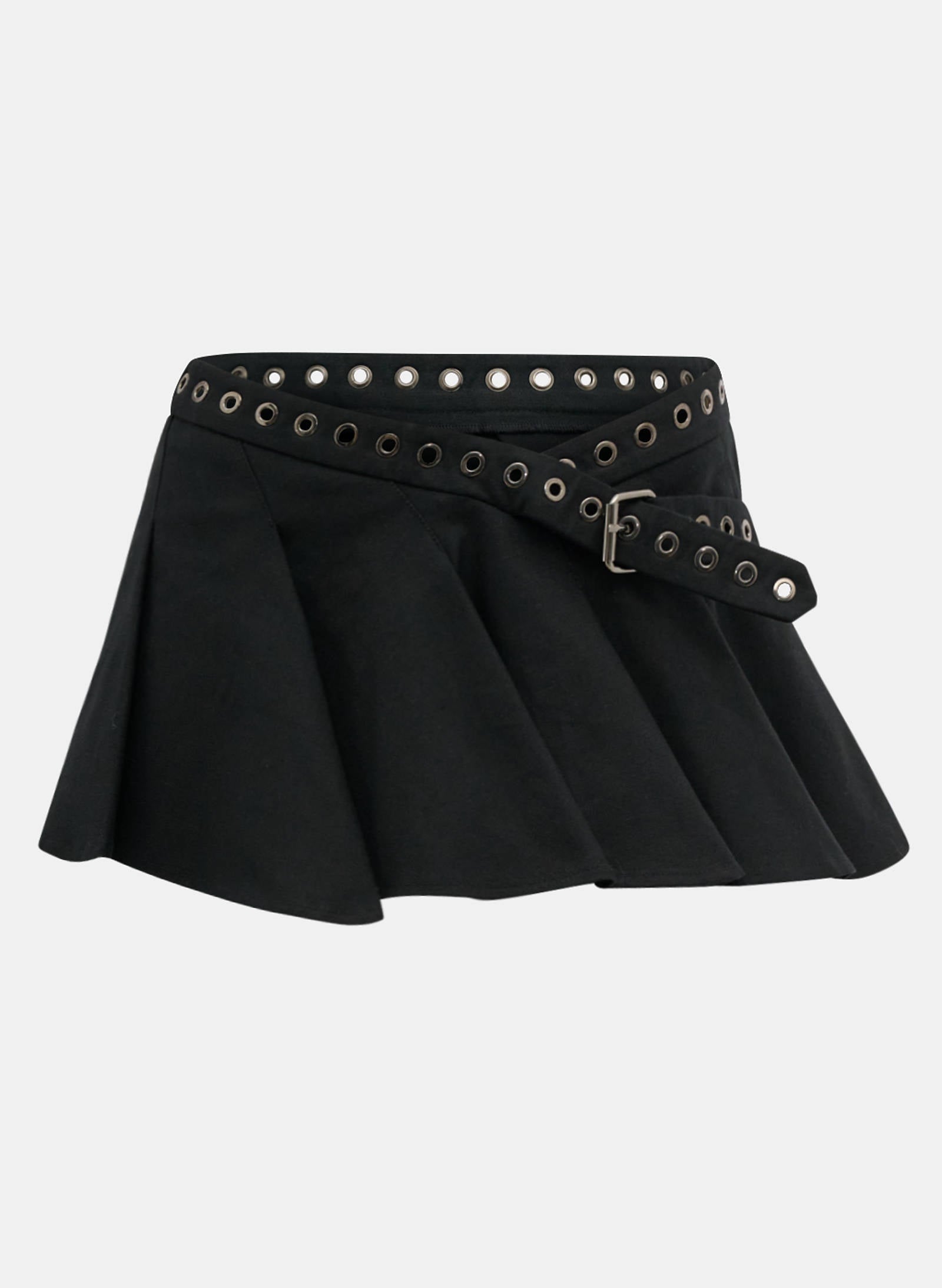 Belted Mini Pleated Skirt