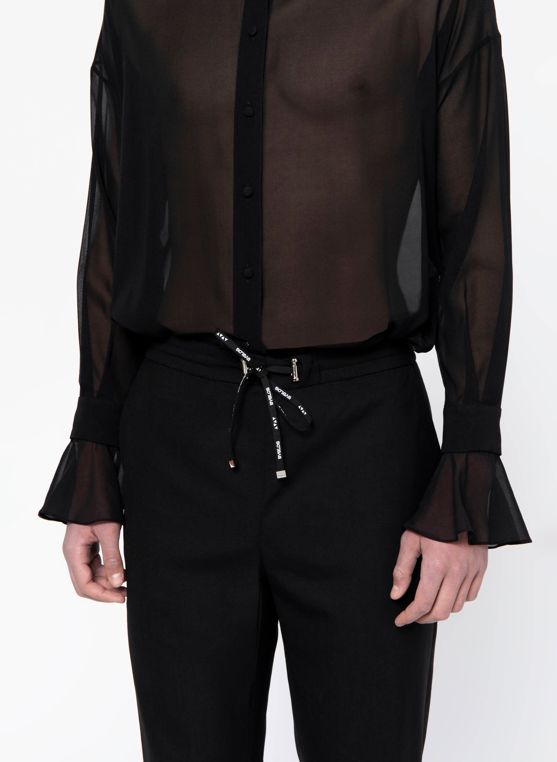 Black Silk Chiffon Shirt