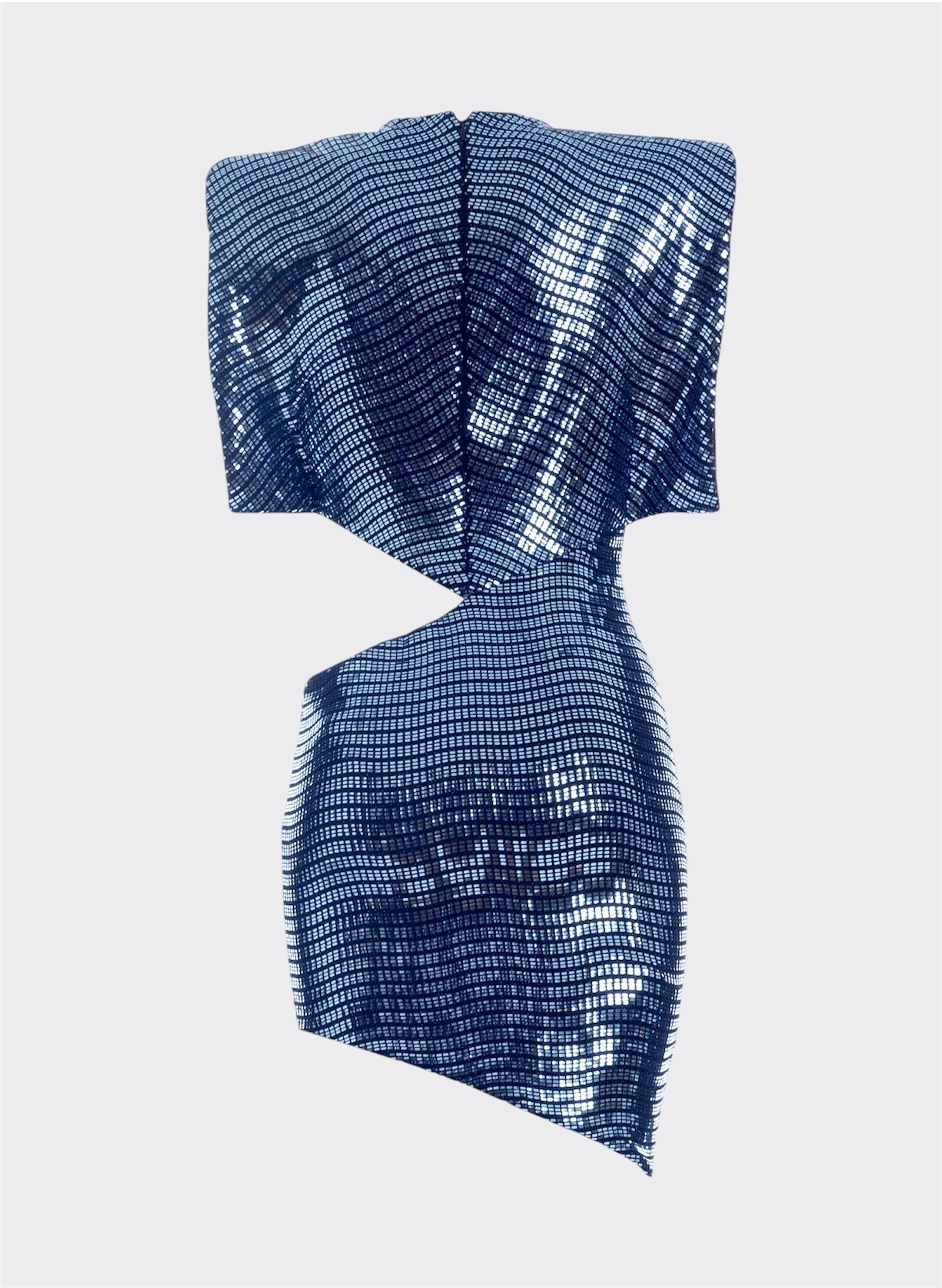 Blue Techno Paillettes Mini Dress
