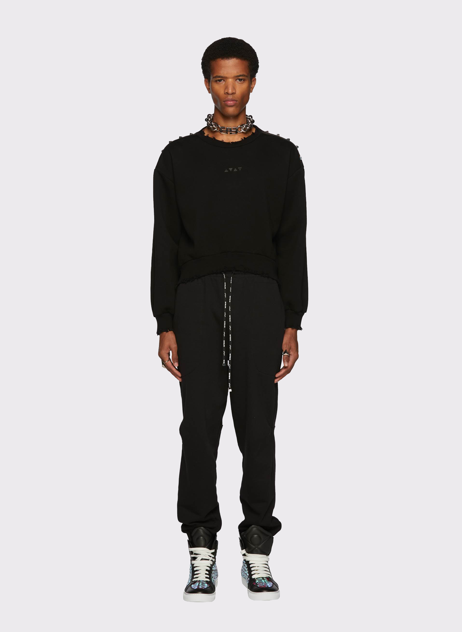 Byblos Studded Crewneck Jumper in black - back view