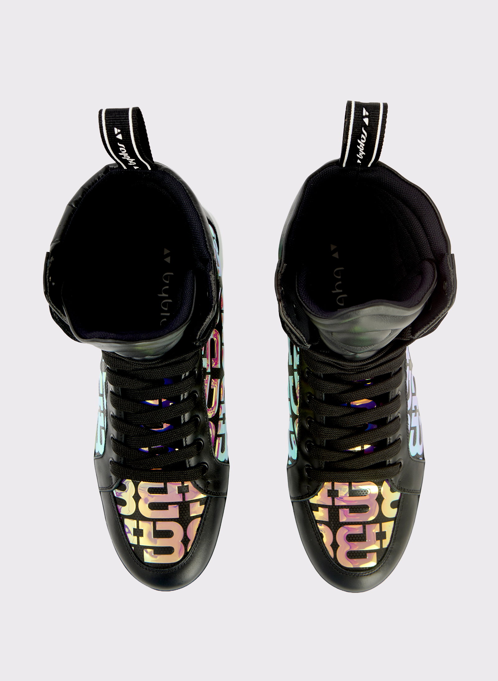 Byblos 3D Logo Iridescent Sneakers in yellow - back view
