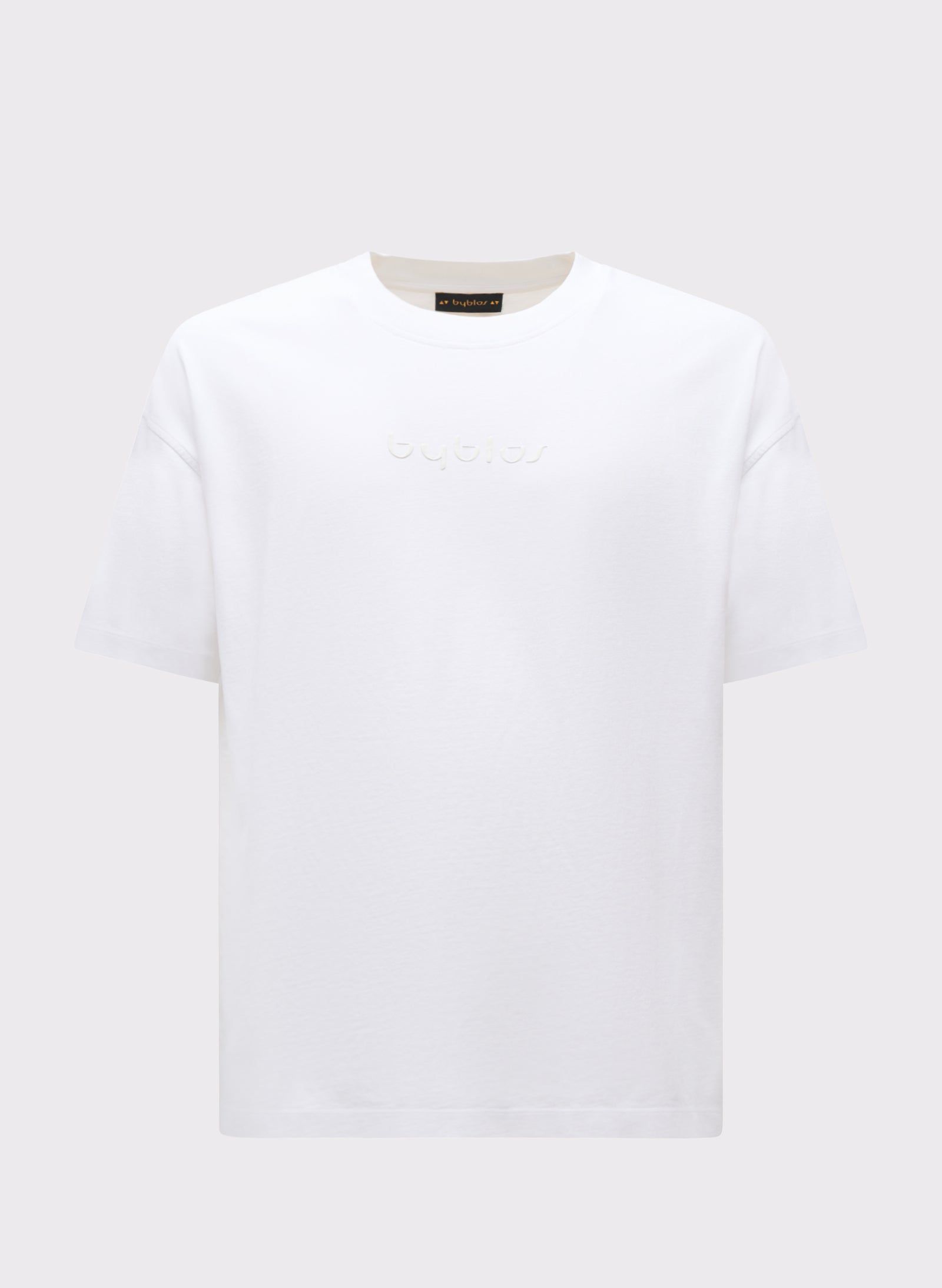 White t-shirt on a light gray background