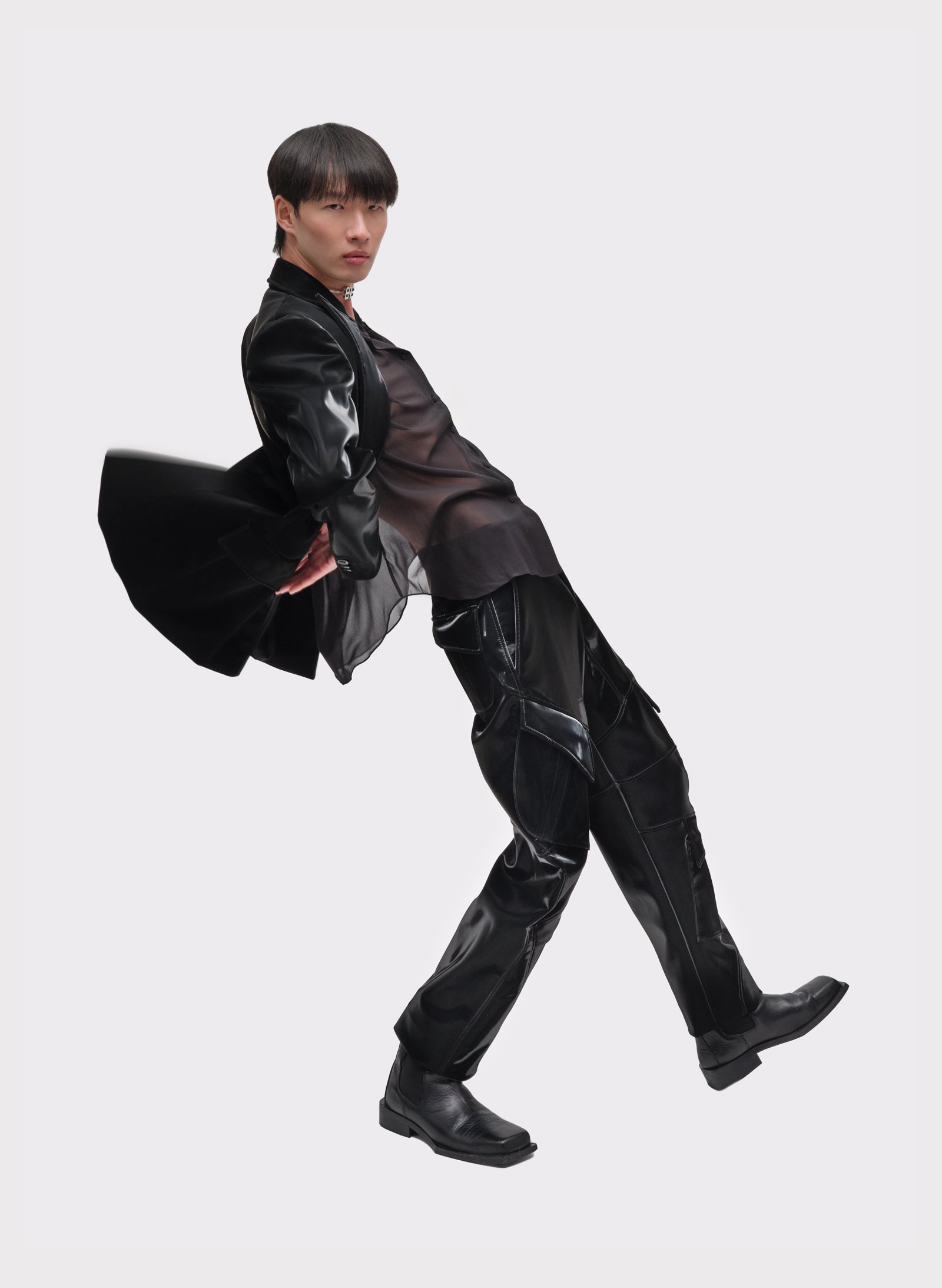 Reflective Single-Breasted Blazer