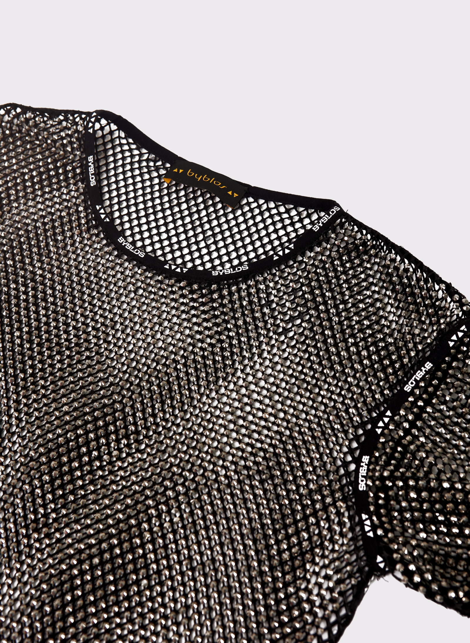 Byblos Net & Strass Dress in black - front view