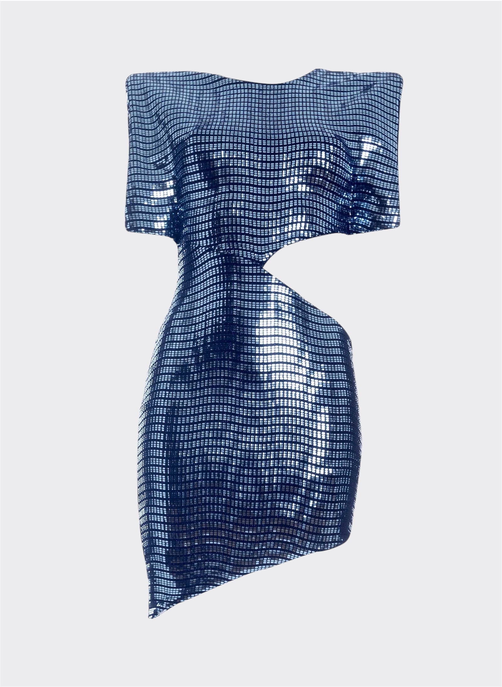 Blue Techno Paillettes Mini Dress