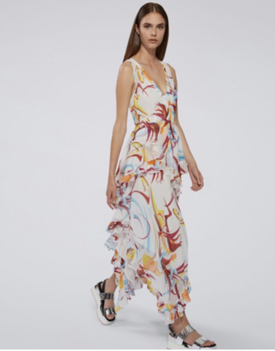 Asymmetric Cyber Flower Dress