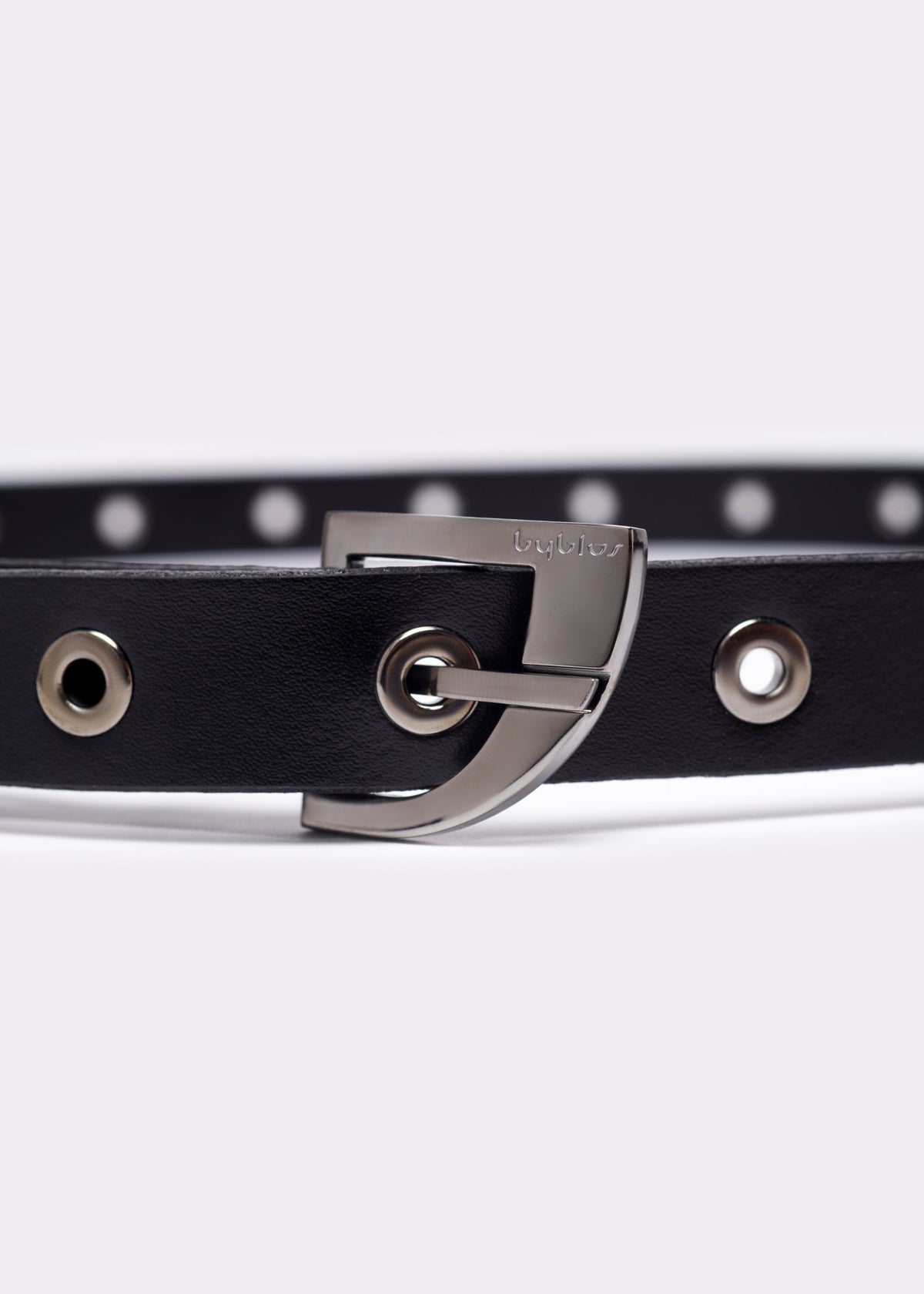 Eyelet Leather Belt Gunmetal