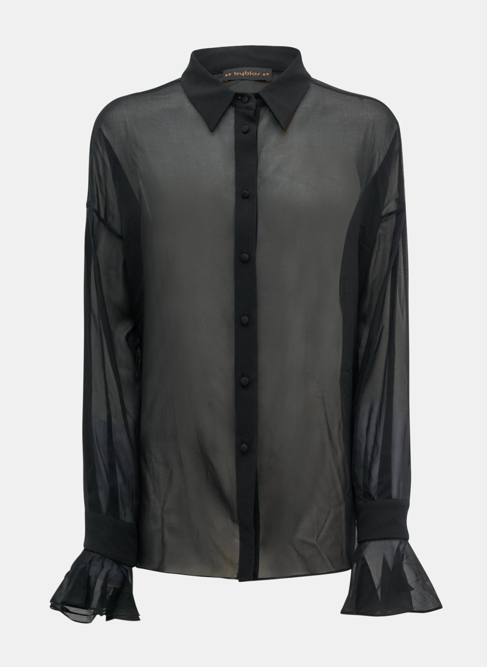 Black Silk Chiffon Shirt