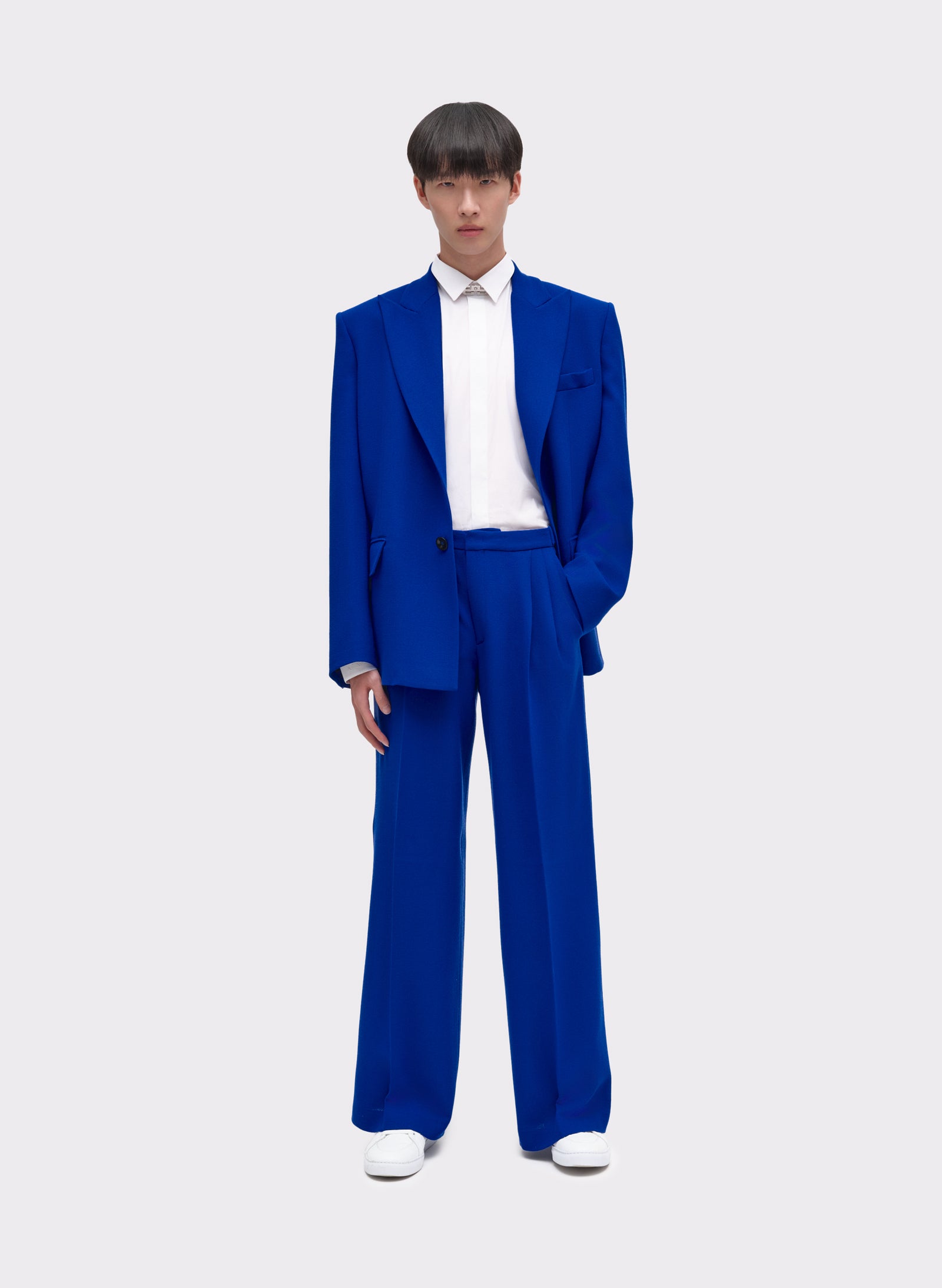 Byblos Wide-Leg Tailored Trousers in dark blue - front view