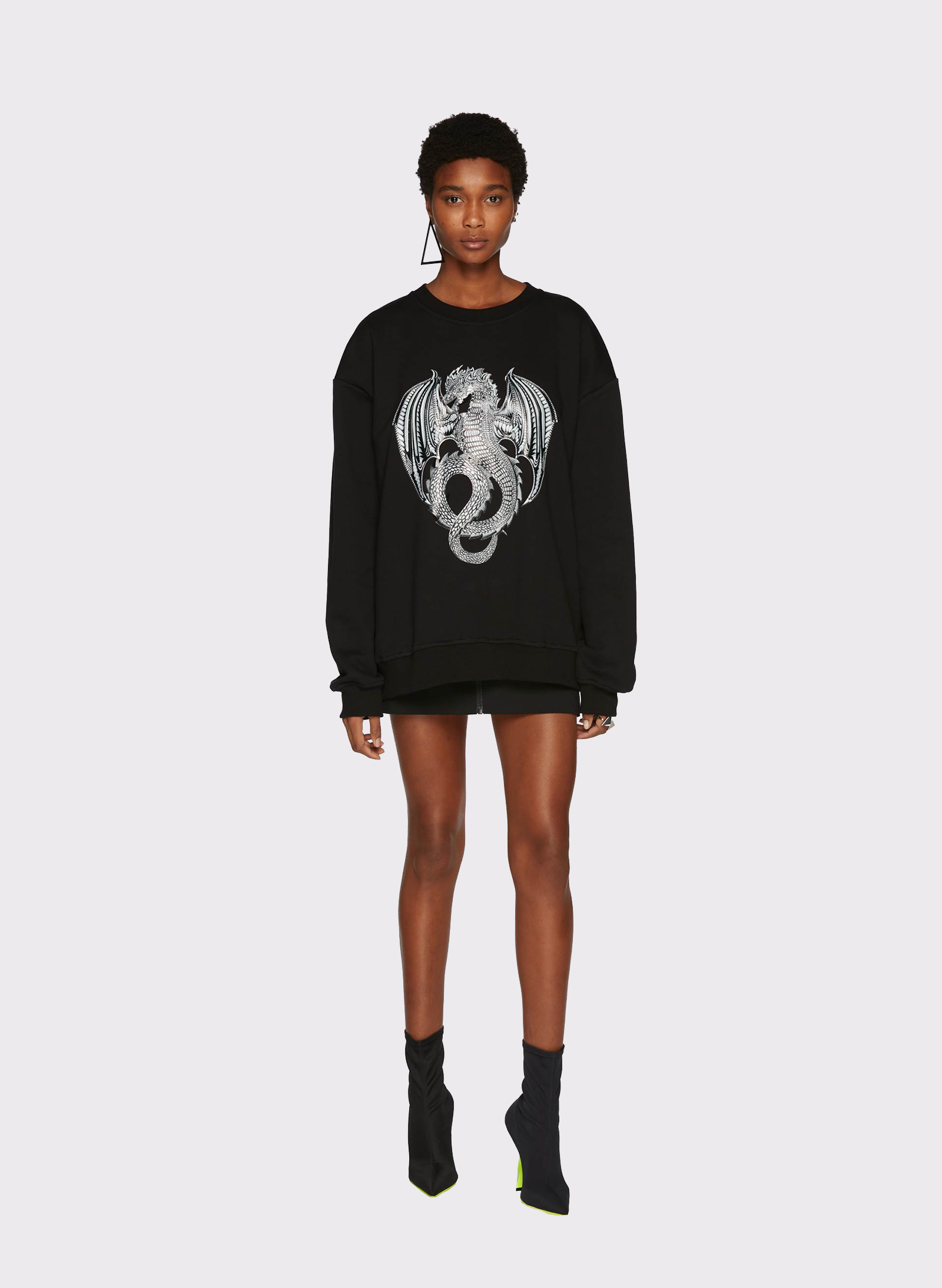 Byblos Crewneck Dragon Jumper in black - back view