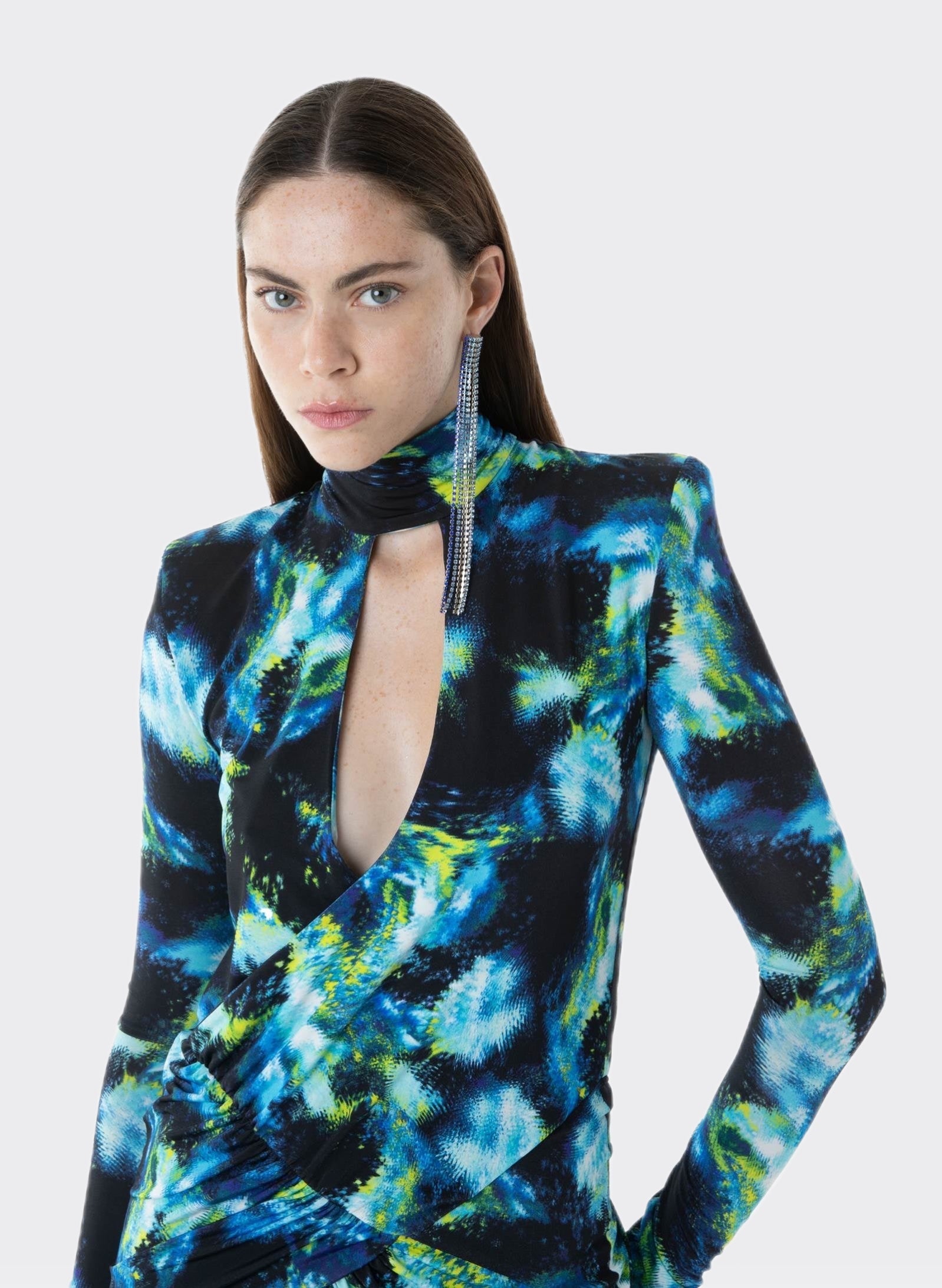 Blue/Lime Jersey Mini Dress