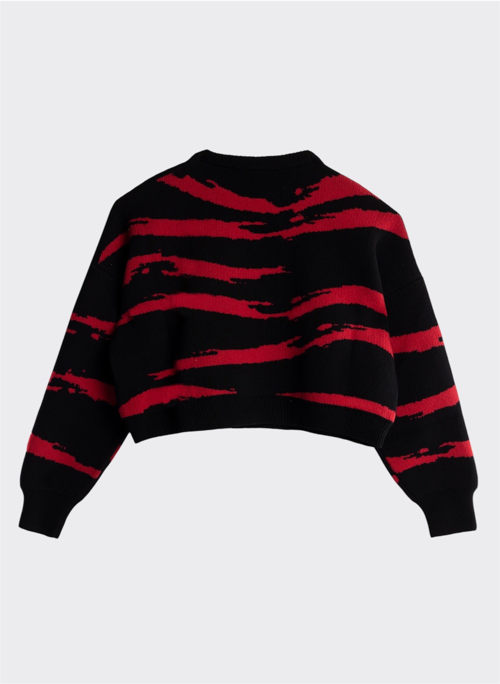 Maxi Crop Knitted Jumper Red Waves