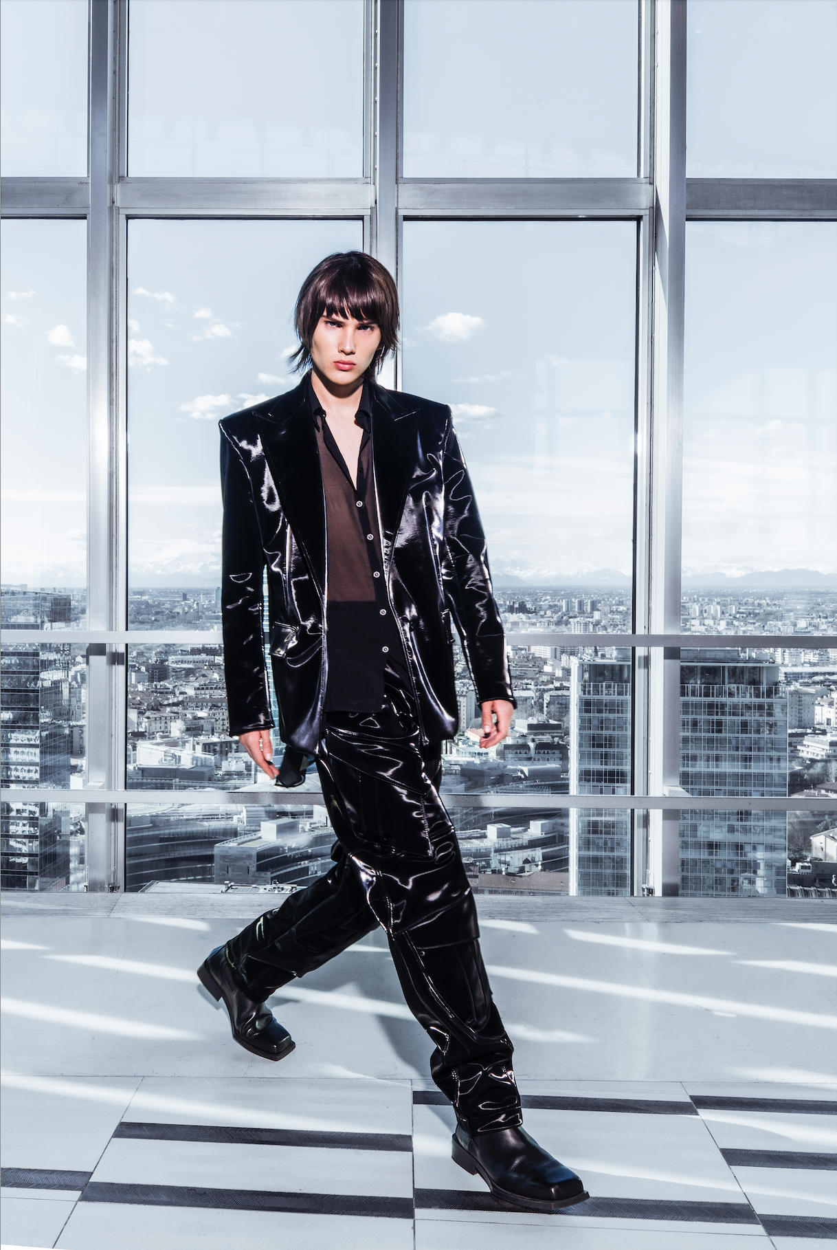 Reflective Single-Breasted Blazer