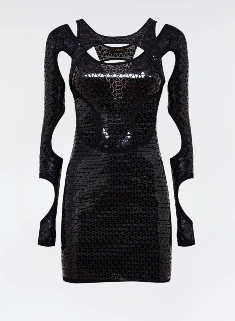 metal mesh mini dress Triangles Smoke Blue Color:Same as Picture（Black） Crafted in signature metal Glamrae Elegant Sparkling Rhinestone