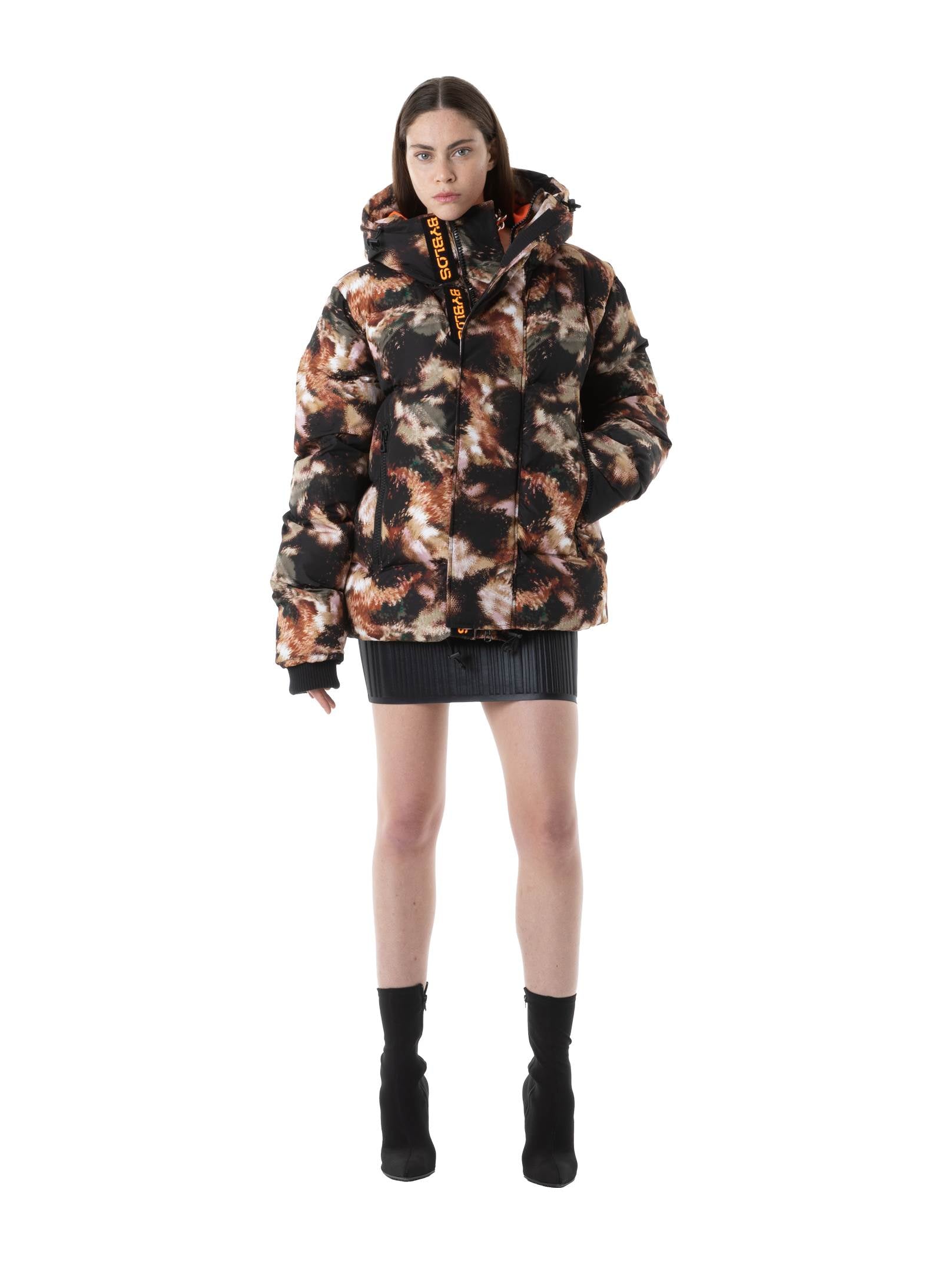 Galaxy Printed Kaki Puffer Jacket