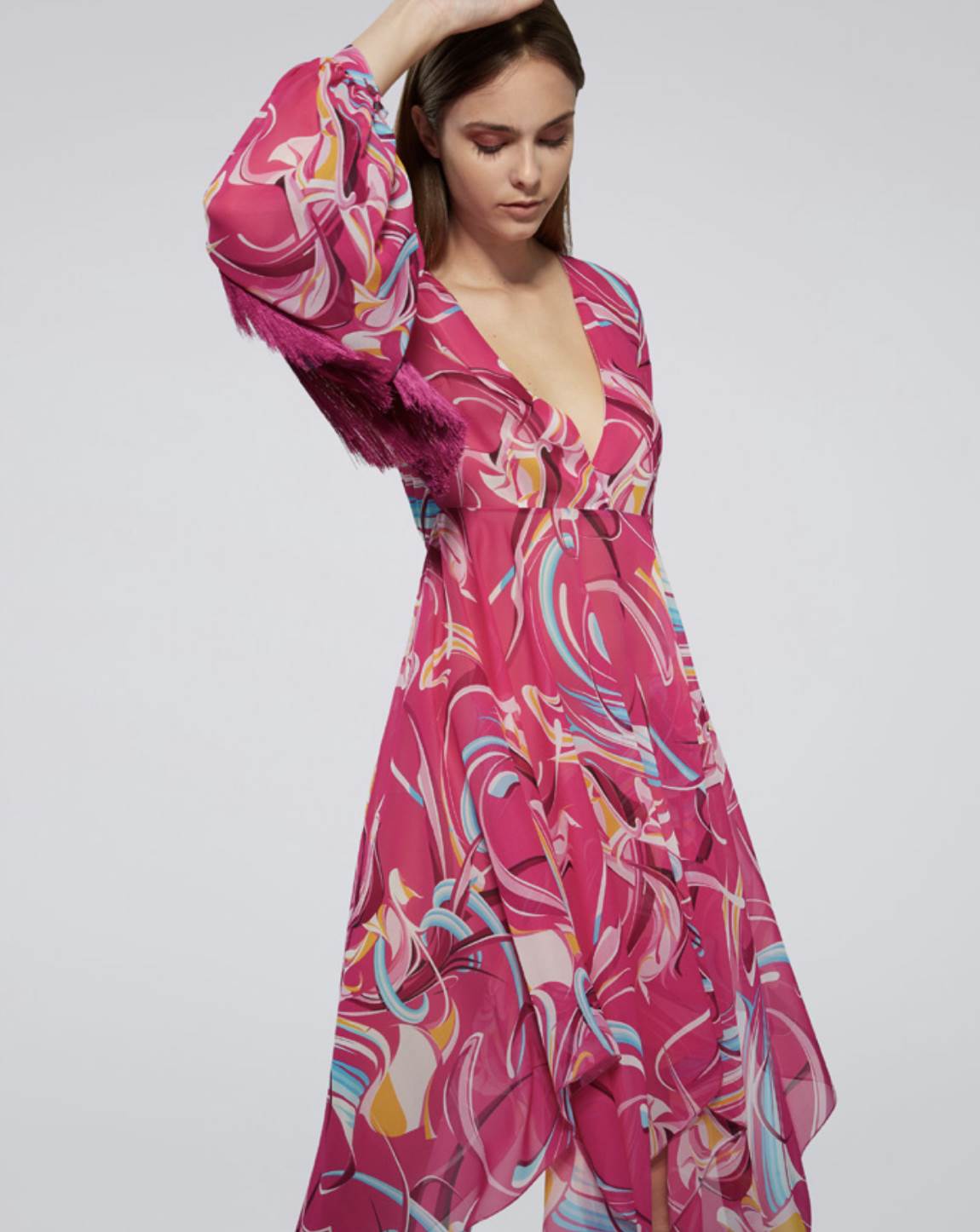 Asymmetric Cyber Flower Dress