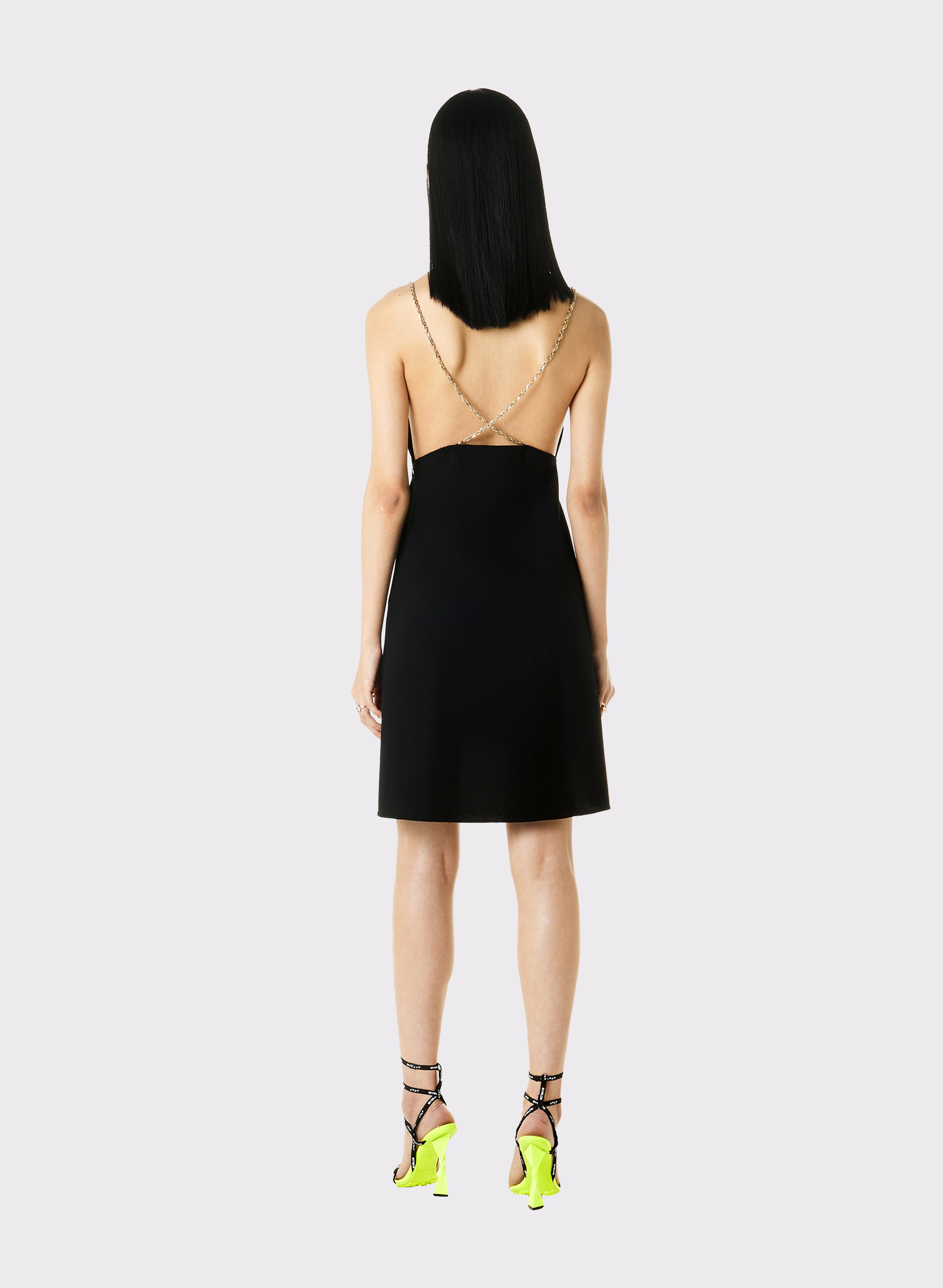 Byblos Chain Triangle Dress in black - side view