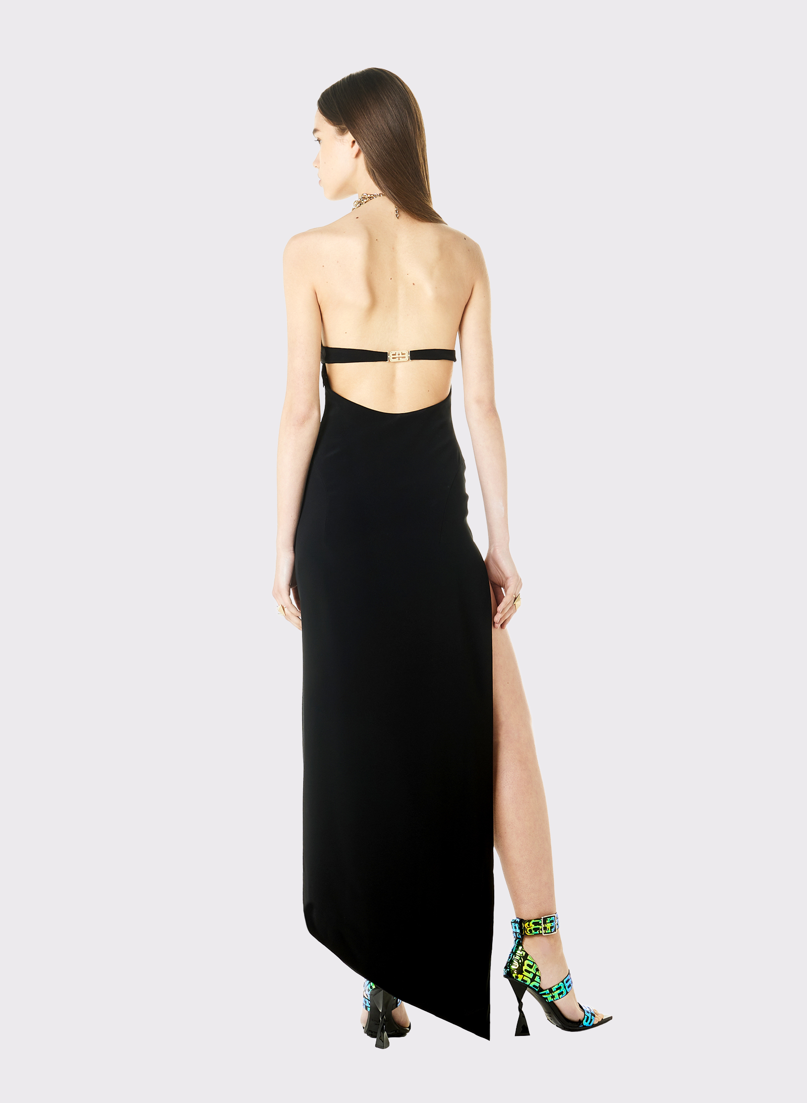 Byblos Multi Chain Long Dress in black - back view
