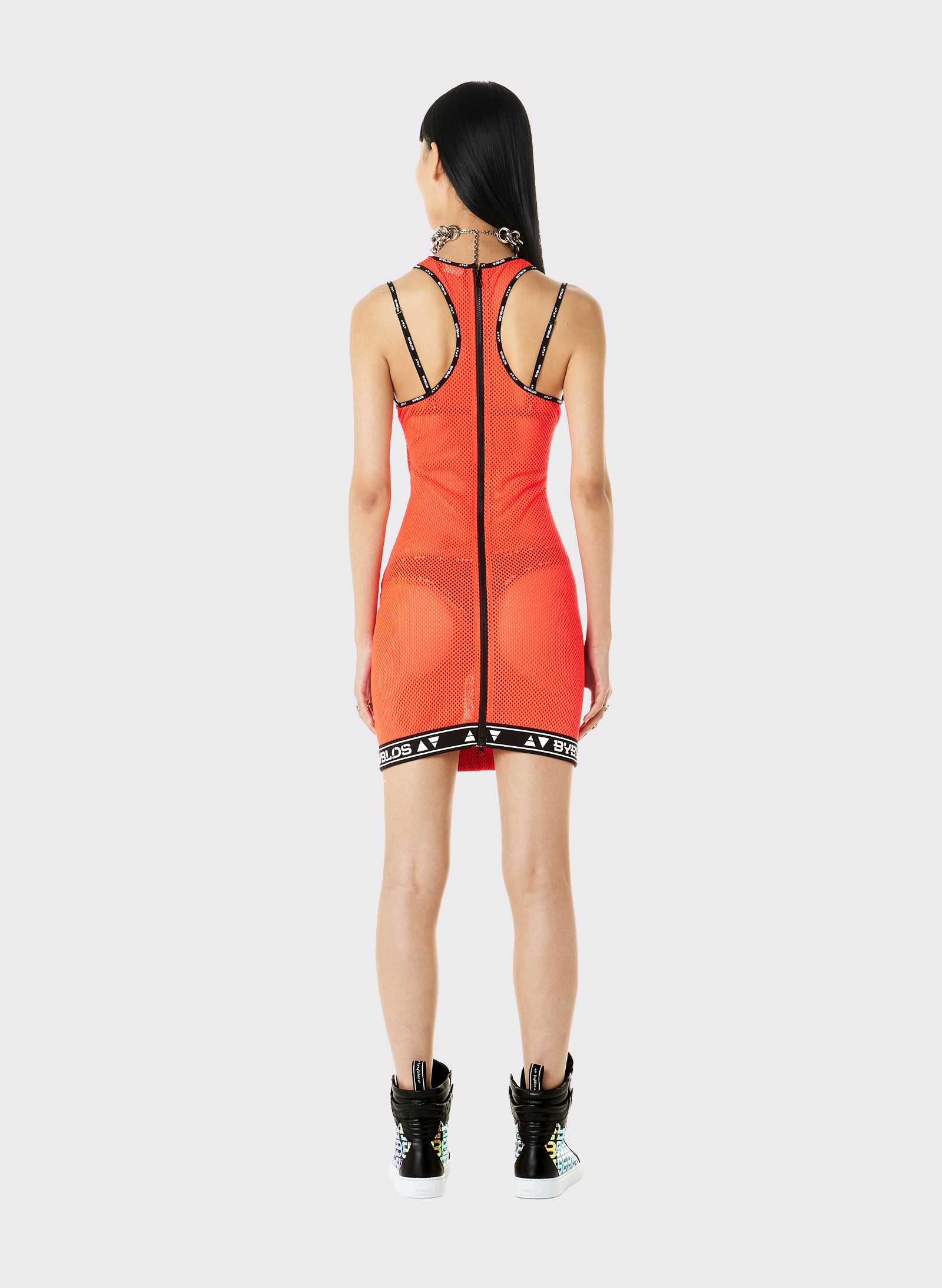Byblos Sport Net Dress in orange - side view