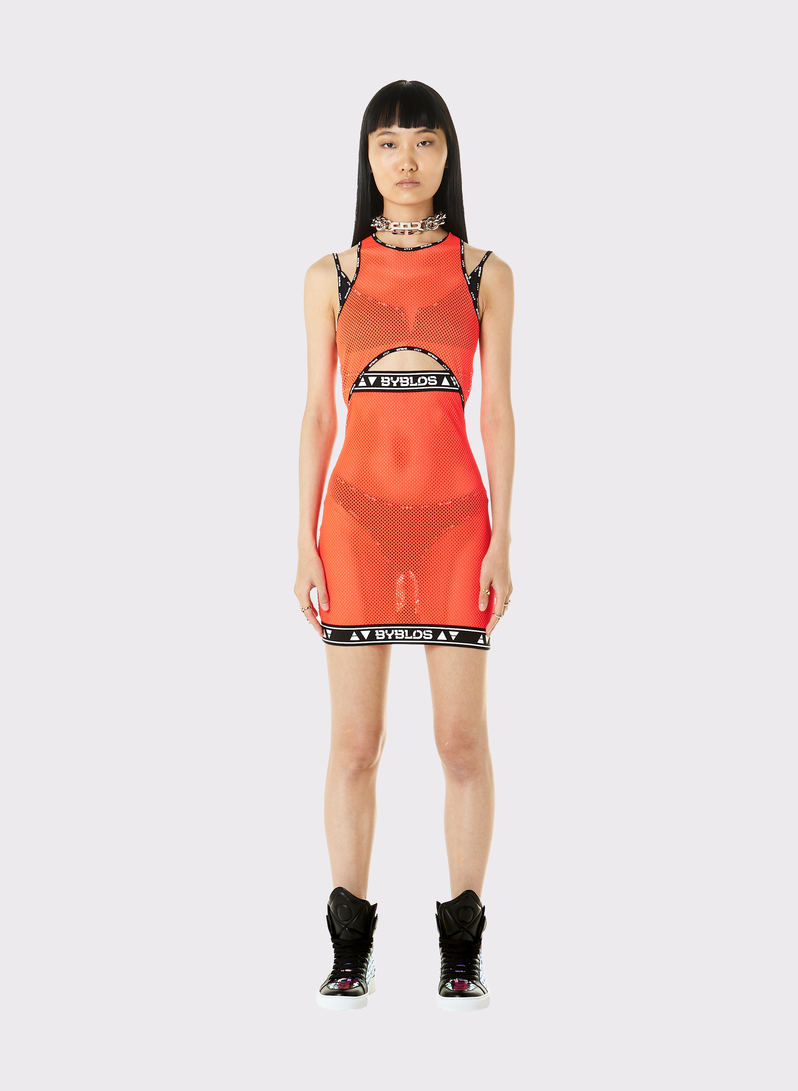 Byblos Sport Net Dress in orange - back view