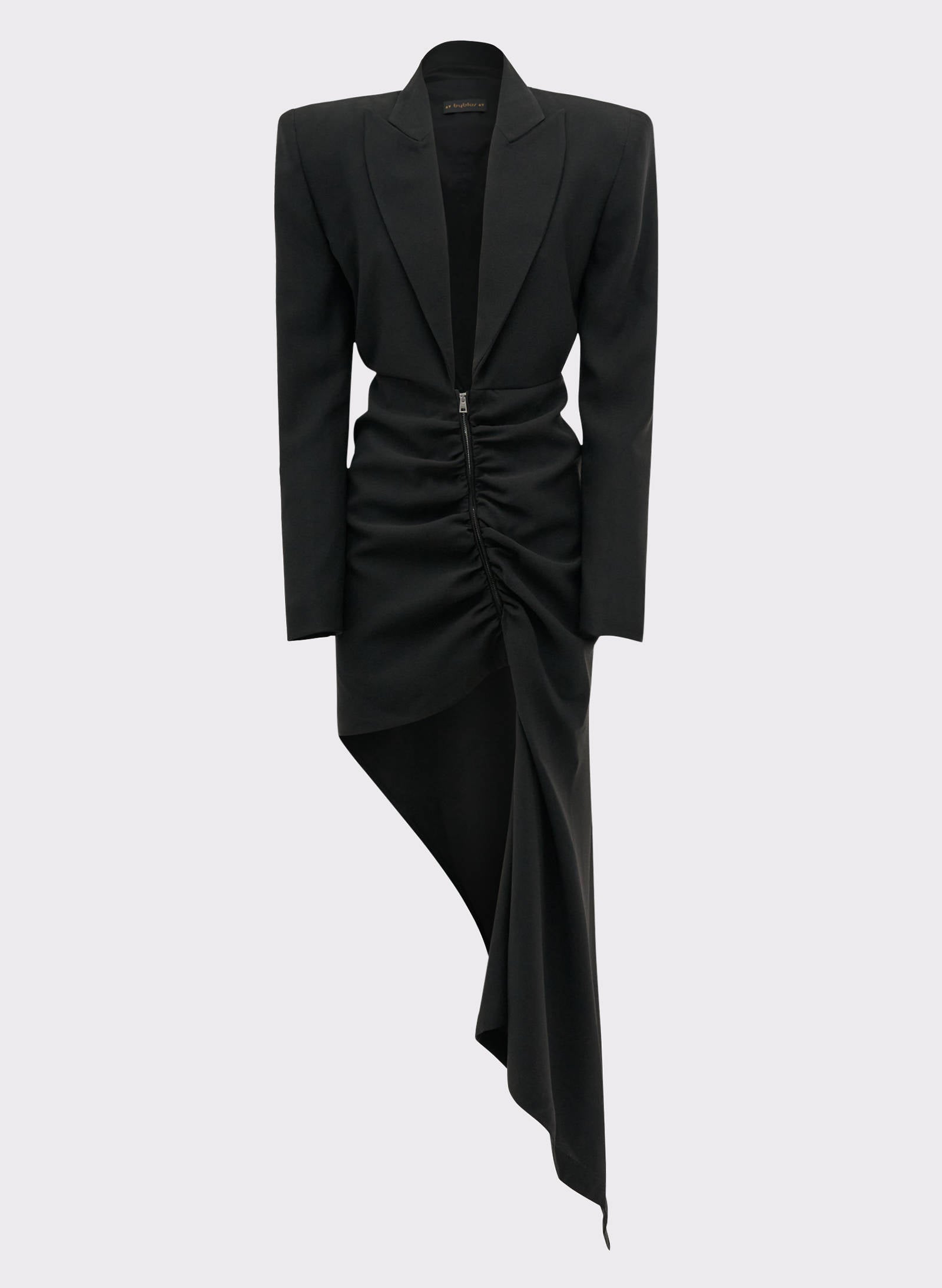 asymmetric blazer dress PrettyLittleThing Women's PLT Label Tailored Asymmetrical Cut Out Blazer Dress in Black