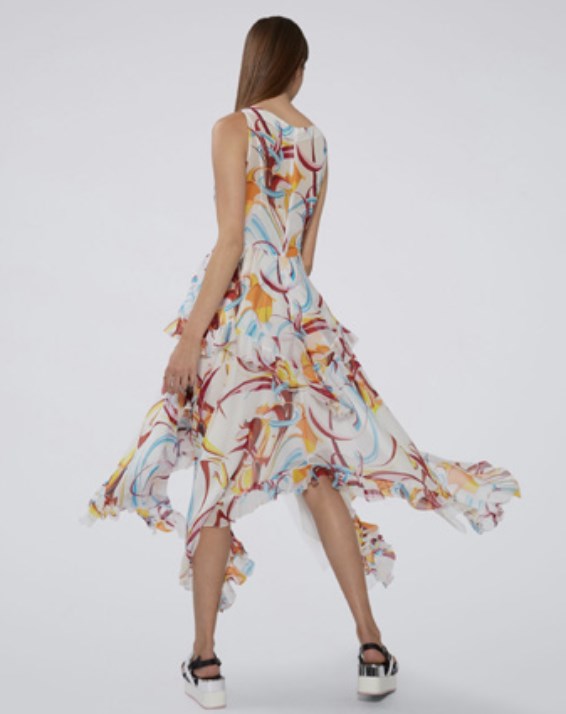 Asymmetric Cyber Flower Dress