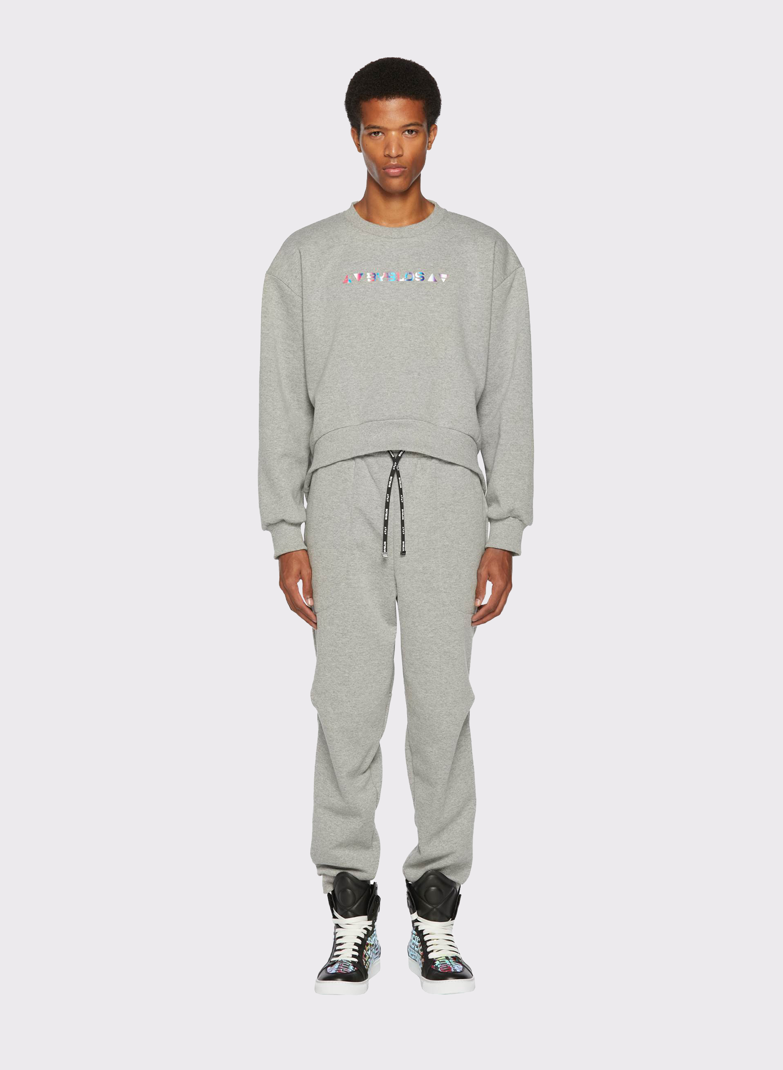 Byblos Iridescent Logo Crop Jumper in melange gray - front view