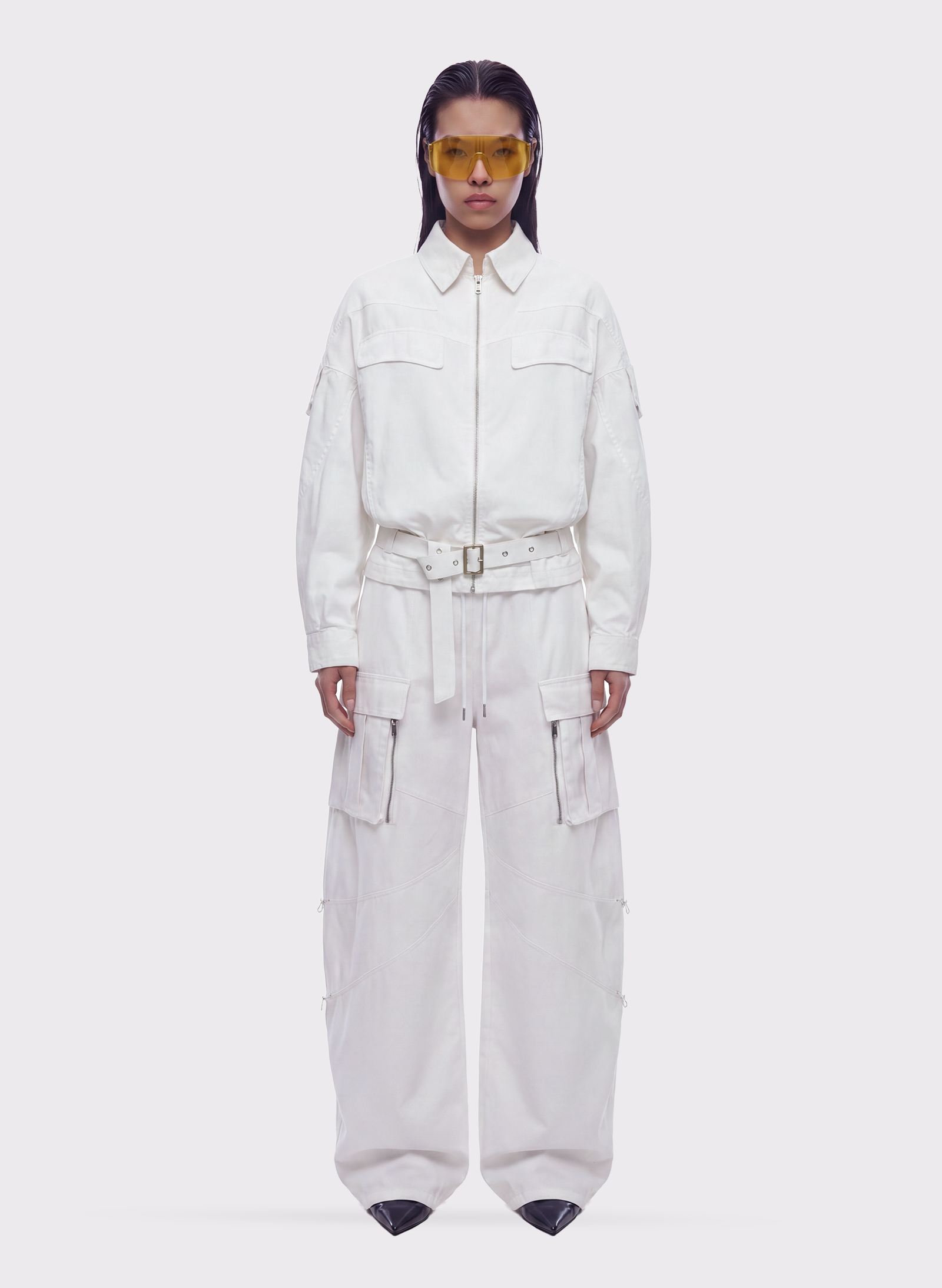 Byblos Bomber Pockets in white - back view