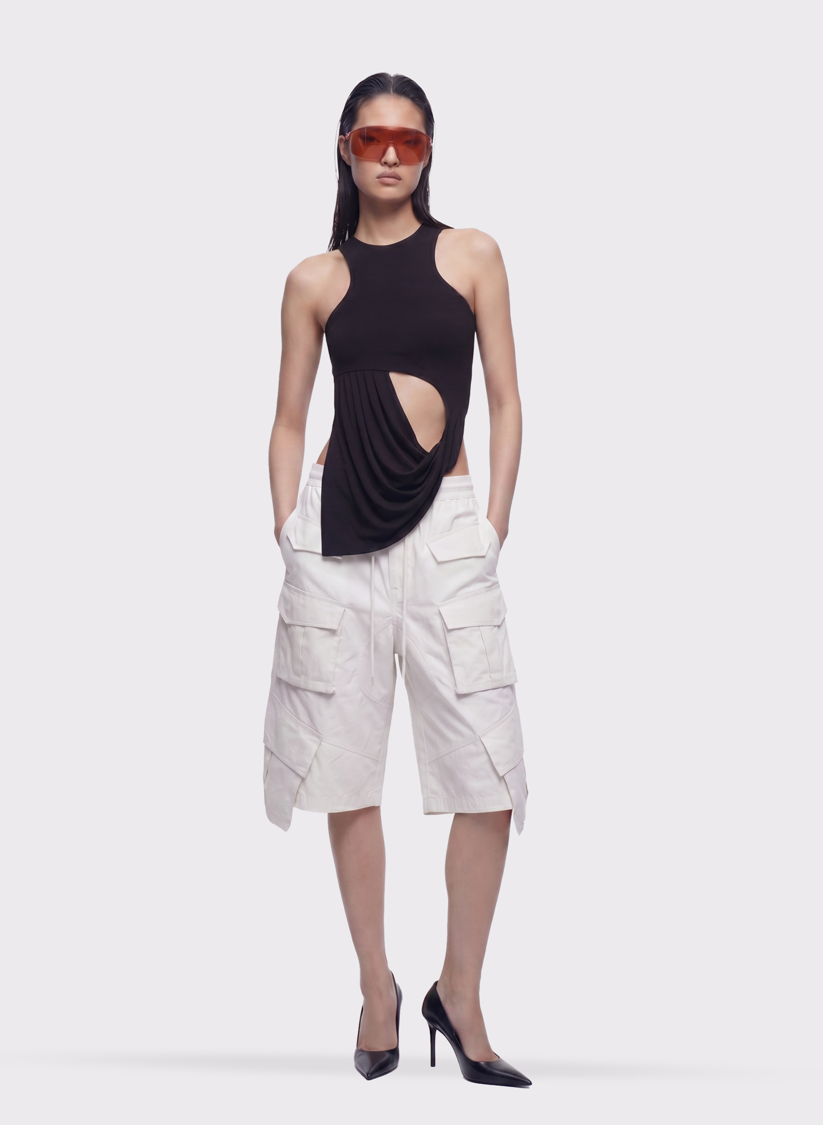 Byblos Unisex Cargo Shorts in white - front view