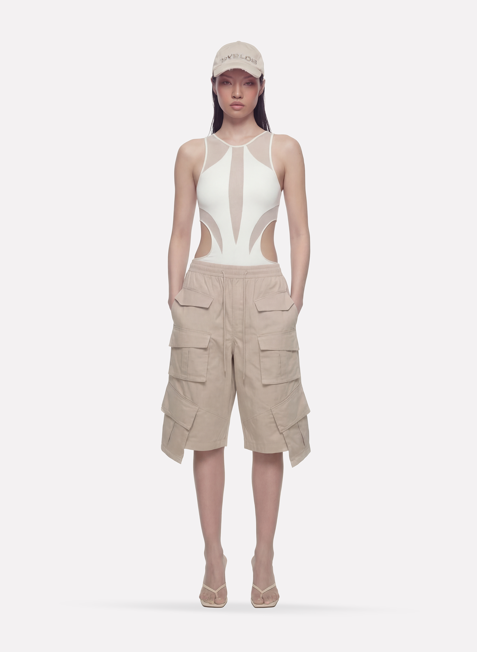 Byblos Unisex Cargo Shorts in putty - back view