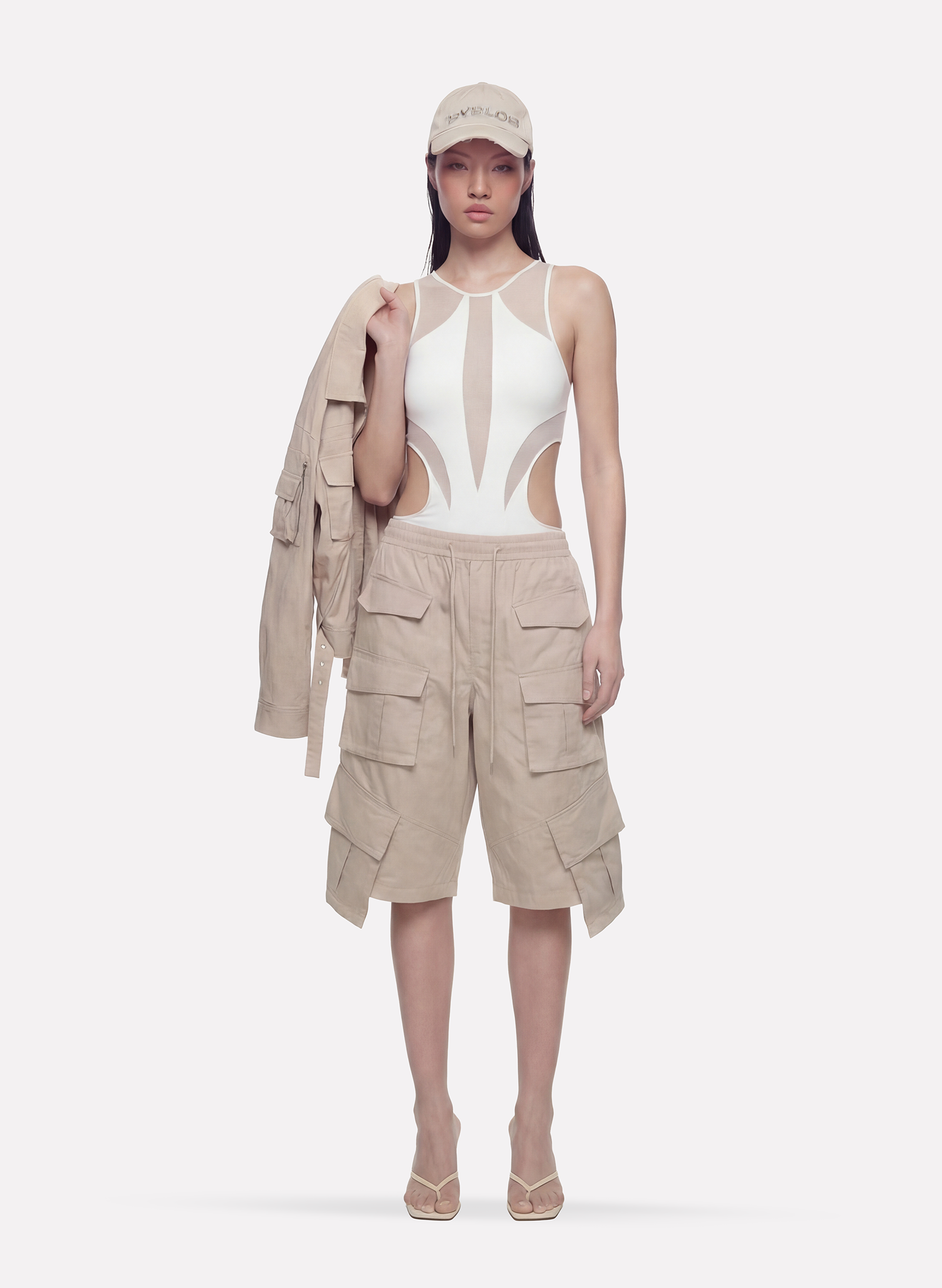 Byblos Unisex Cargo Shorts in putty - detail view