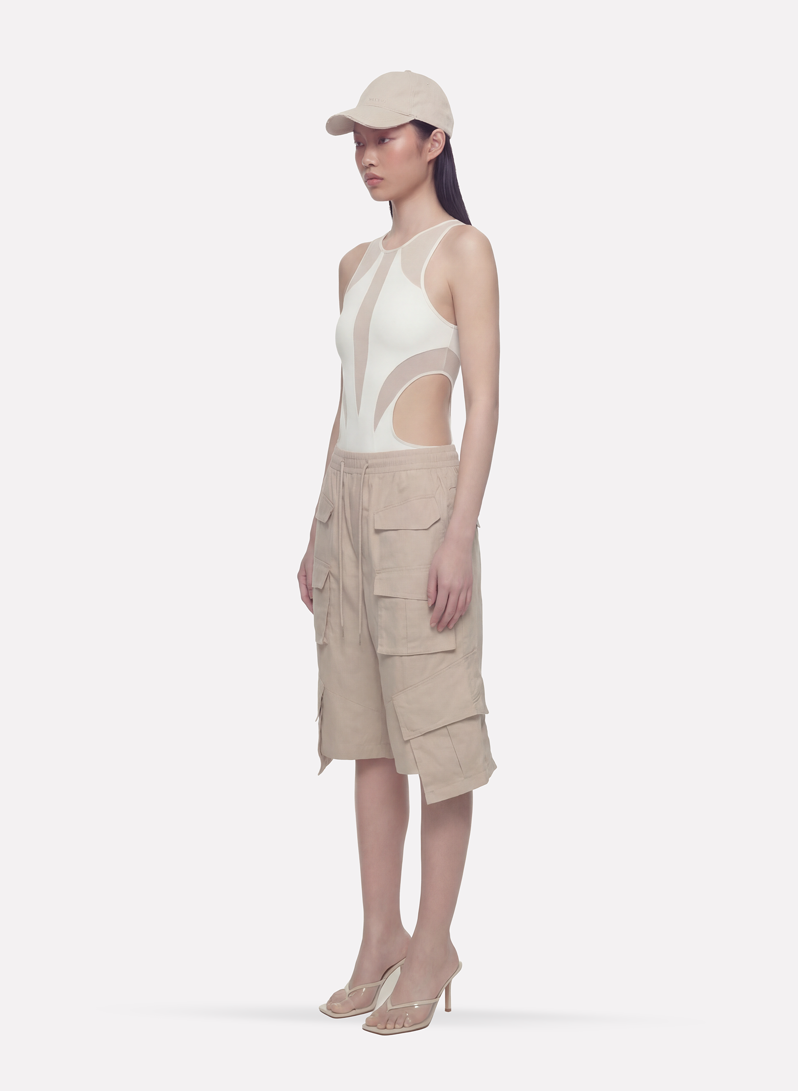 Byblos Unisex Cargo Shorts in putty - side view