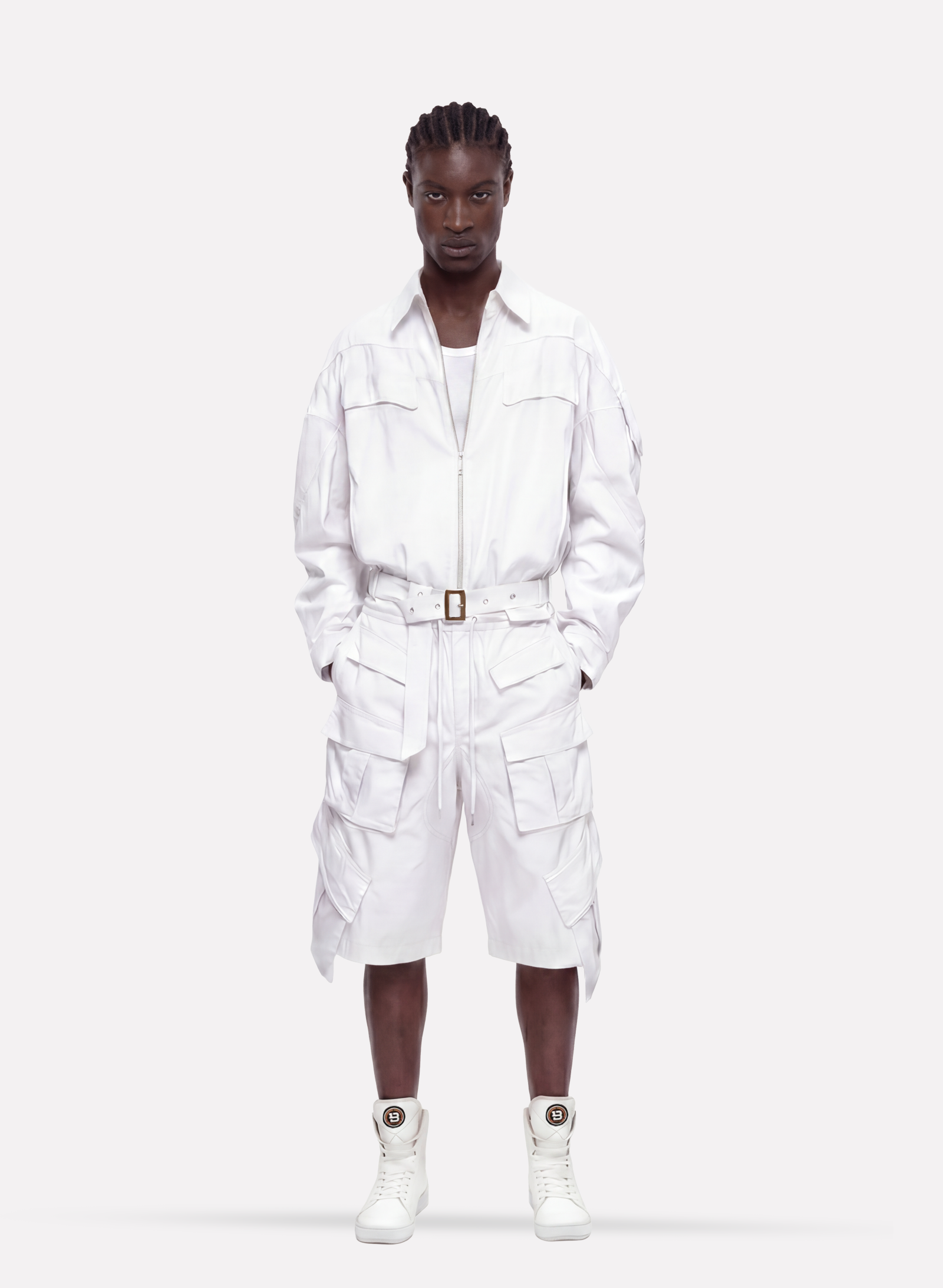 Byblos Bomber Pockets in white - front view
