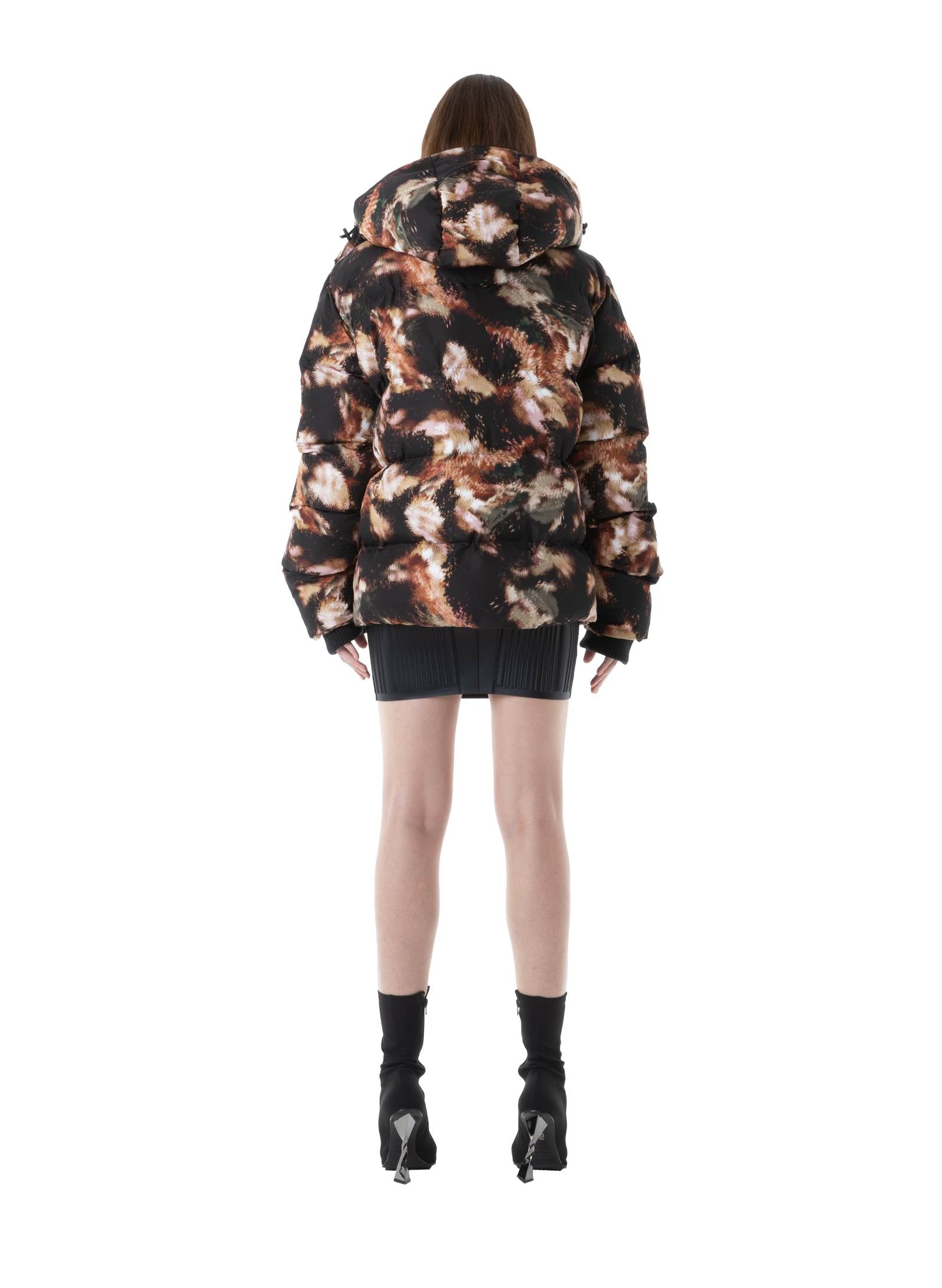 Galaxy Printed Kaki Puffer Jacket