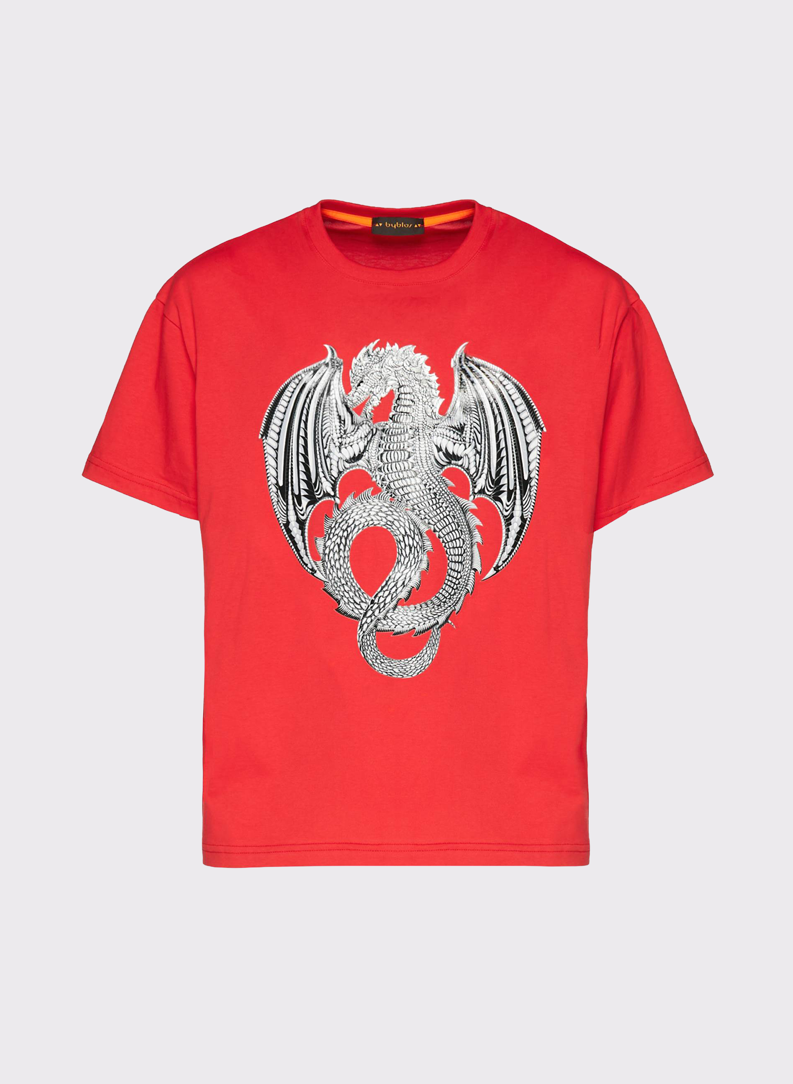 Cotton T-Shirt with Dragon Graphic Print