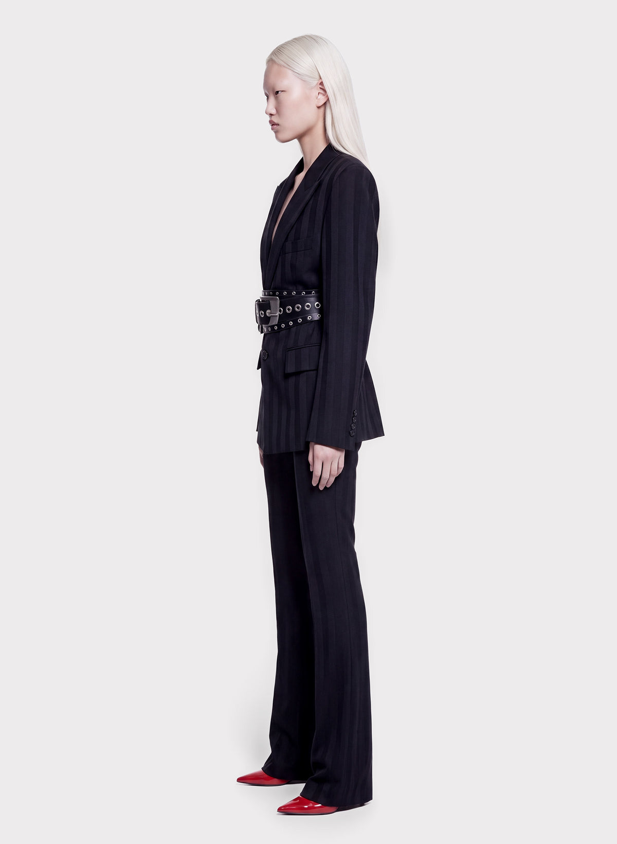 Tonal Stripe Tailored Trousers