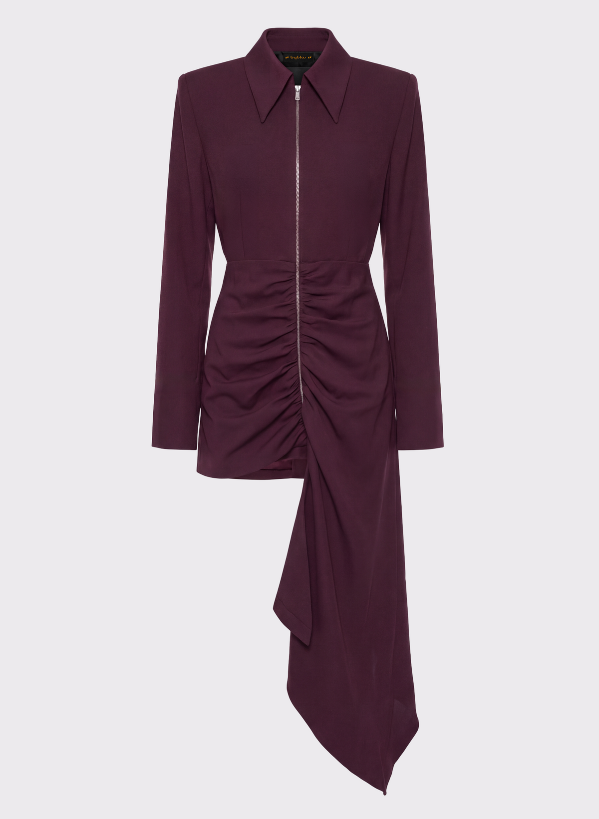 Zip Front Draped Shirt Dress
