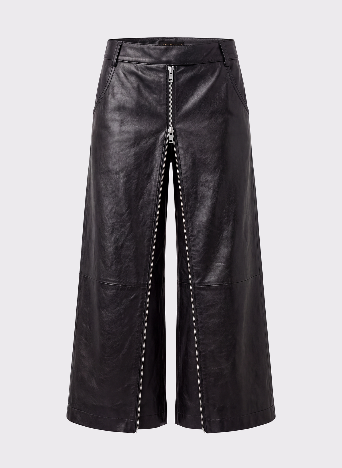 Zip Front Leather-Effect Skirt-Trouser