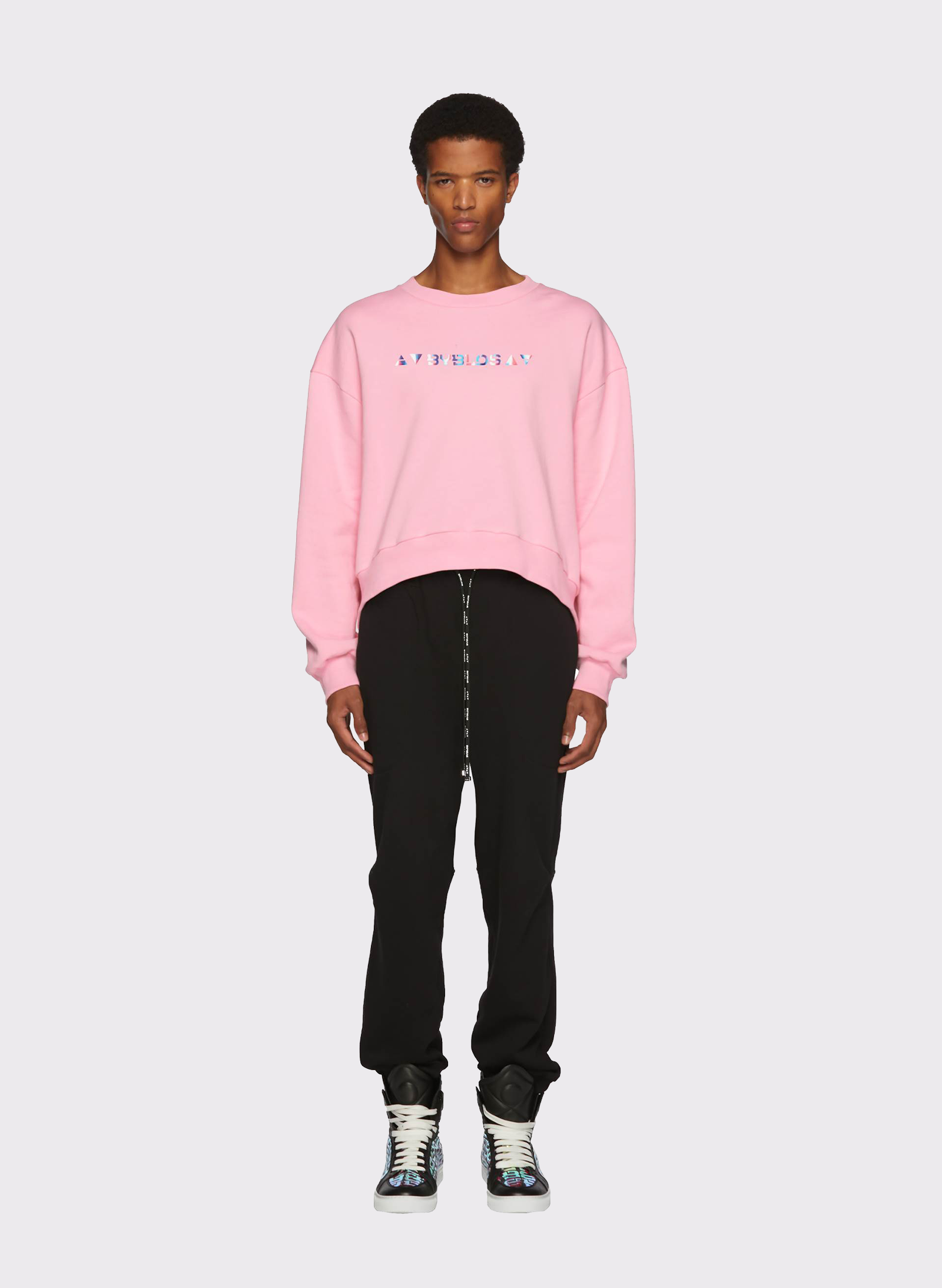 Byblos Iridescent Logo Crop Jumper in pink - back view