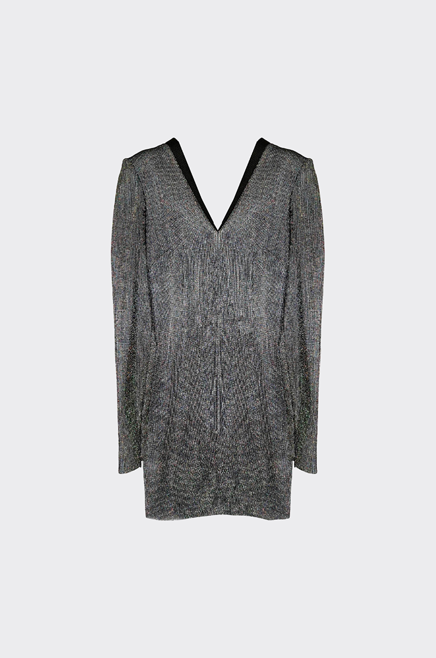 Mini abito in lurex con scollo a V
