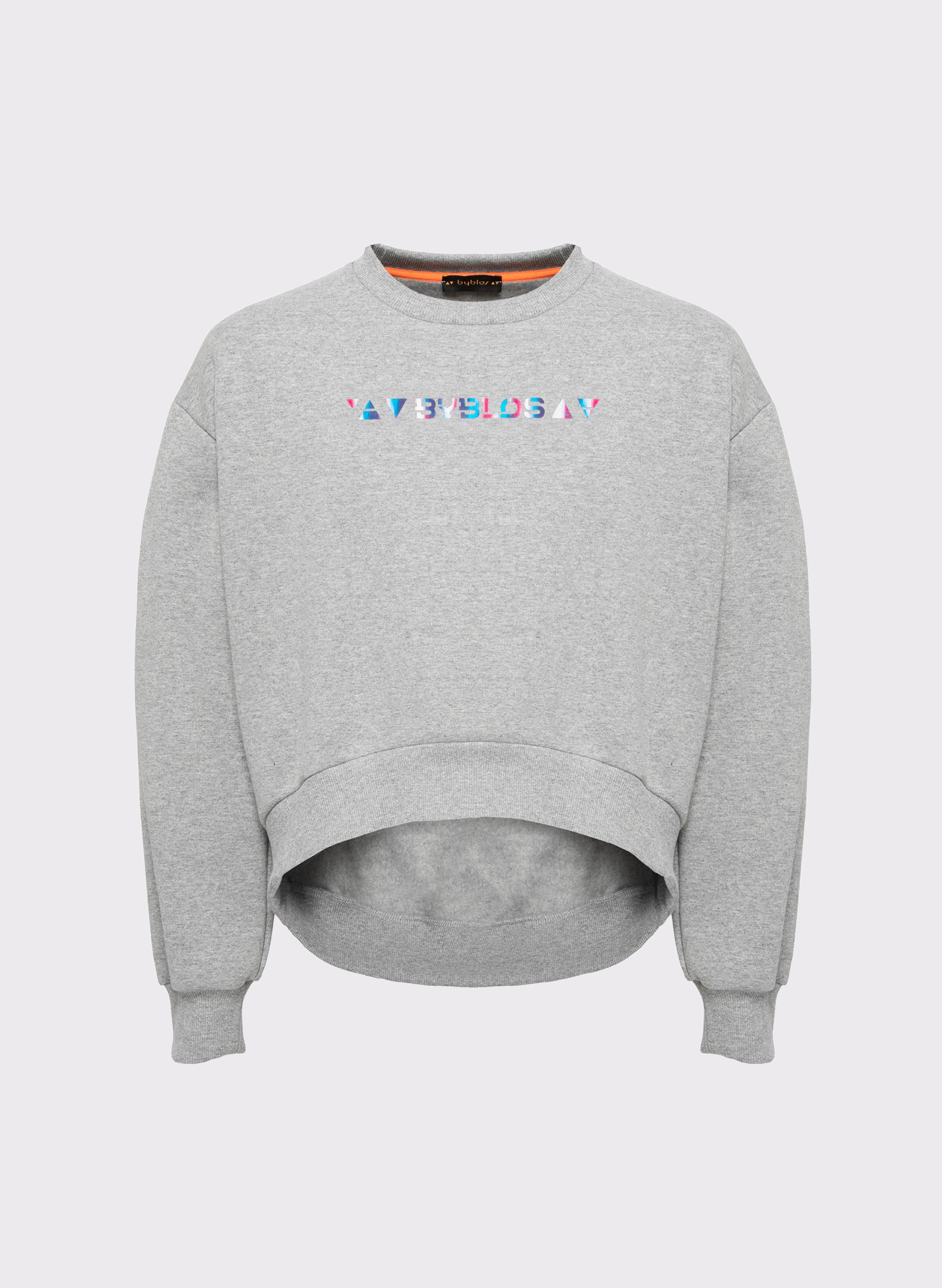 Byblos Iridescent Logo Crop Jumper in melange gray - back view