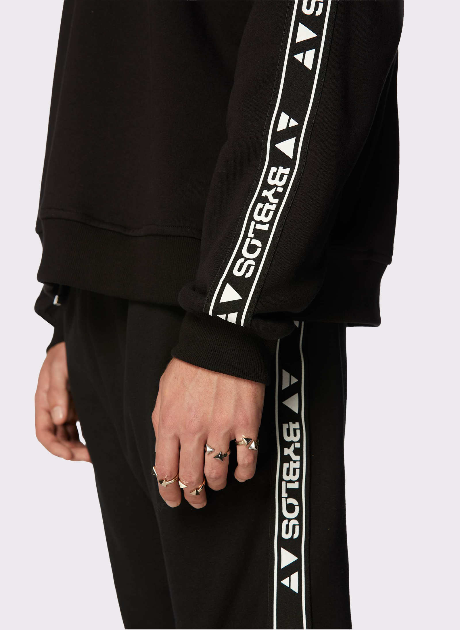 Byblos Logo Track Crewneck Jumper in black - side view