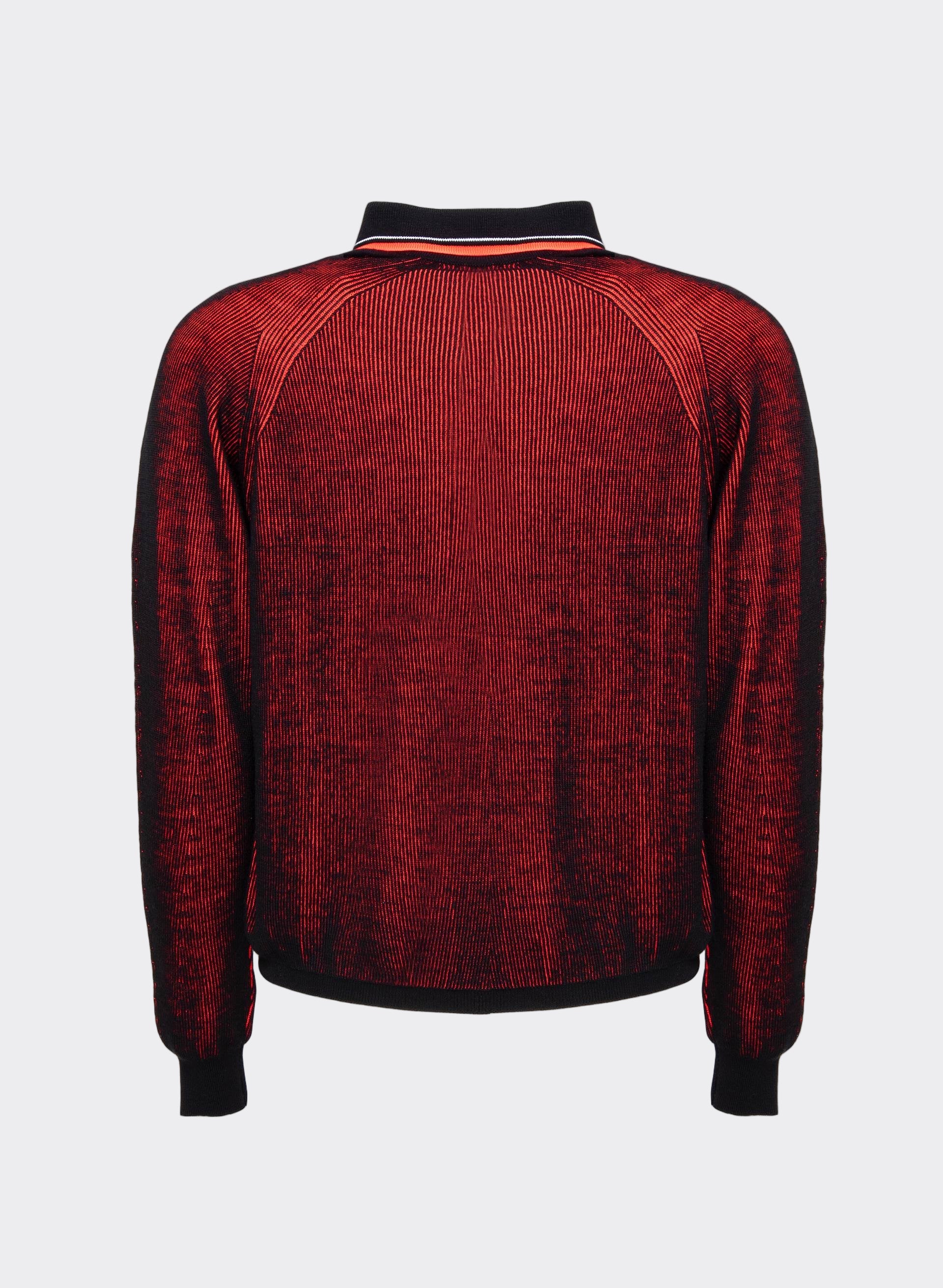 Red Knit Lines Maxi Polo with a sporty collar and ribbed cuffs, showcasing Byblos' contemporary elegance.