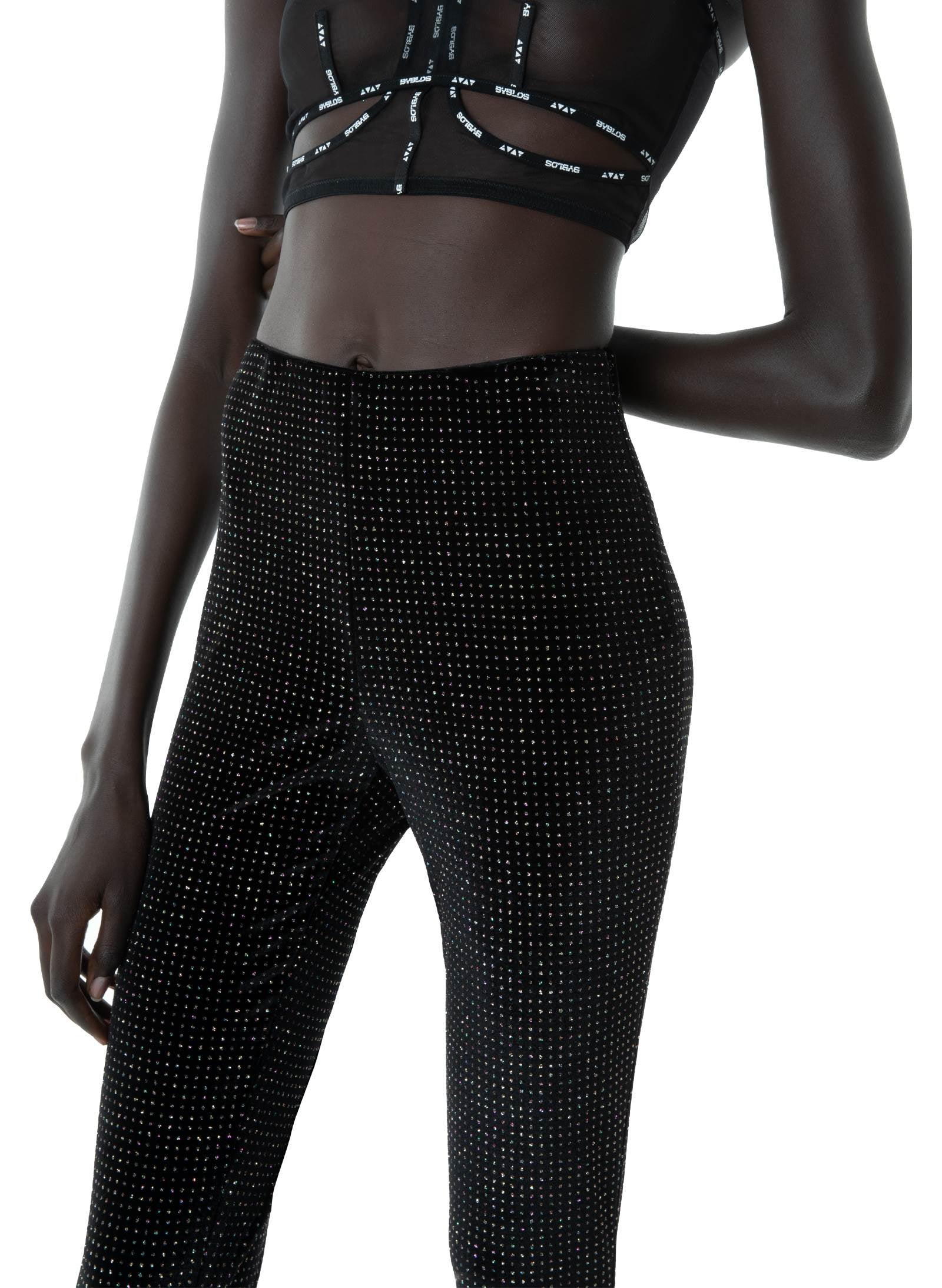 Leggins in velluto nero scintillante