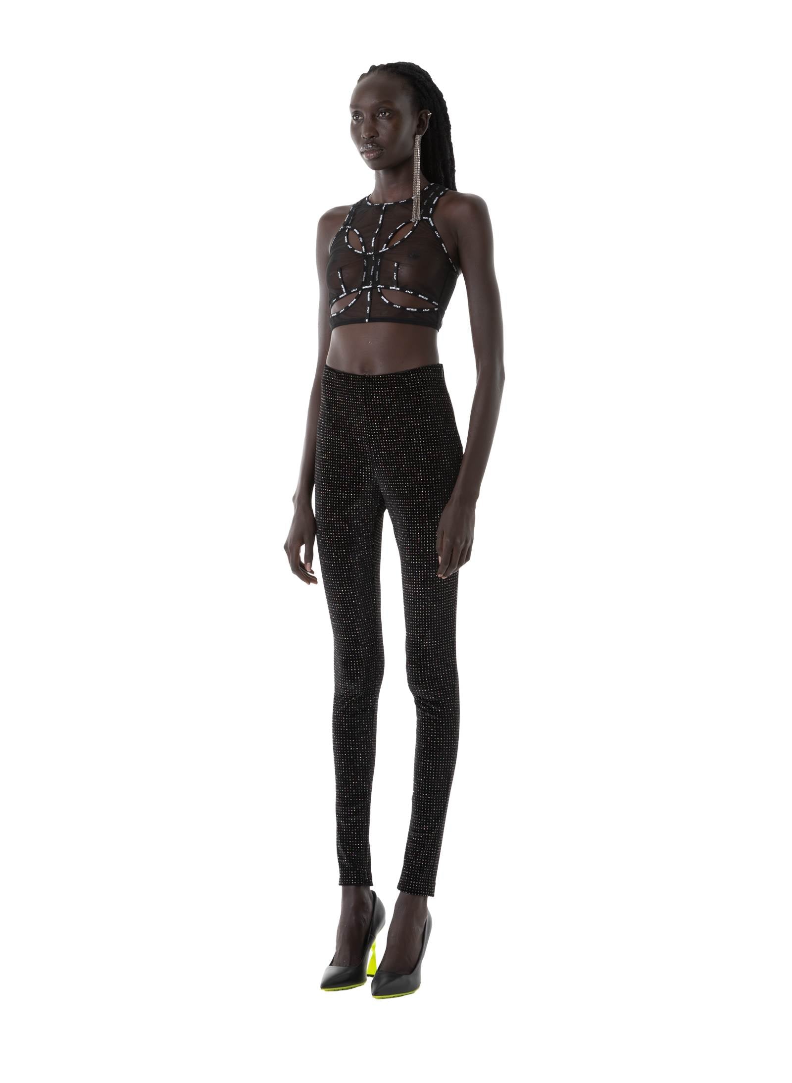 Leggins in velluto nero scintillante