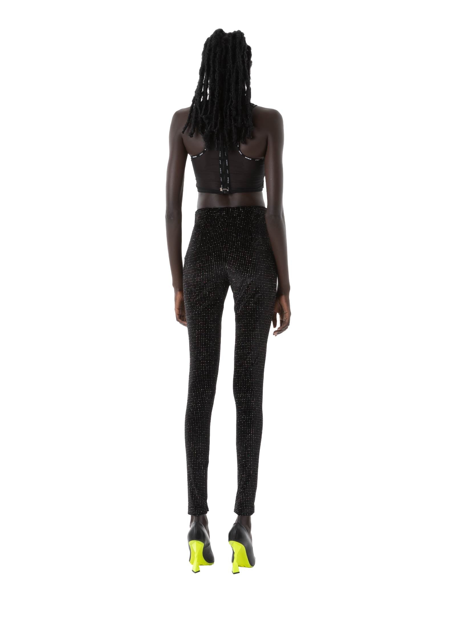 Leggins in velluto nero scintillante